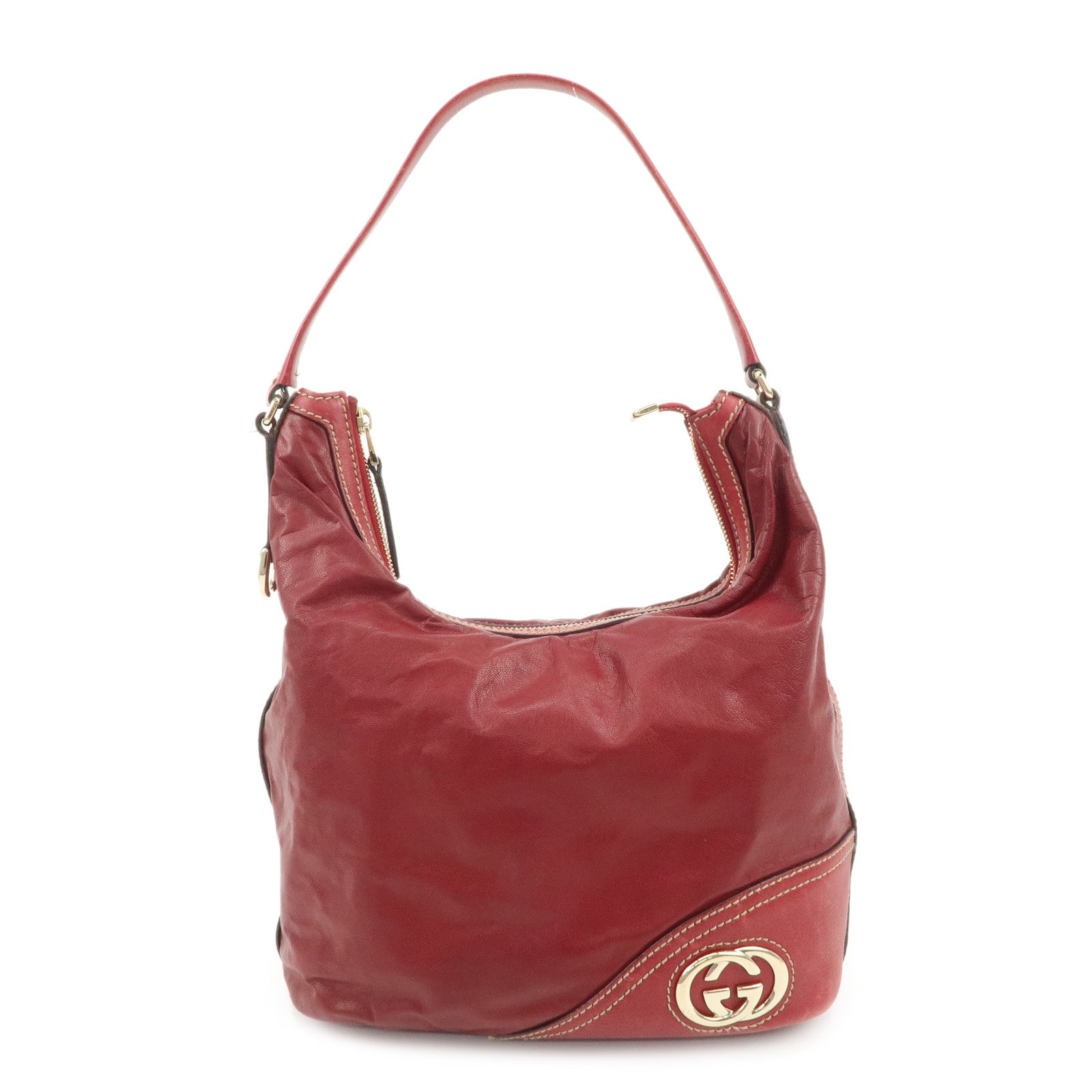 GUCCI-New-Brit-Leather-Shoulder-Bag-Red-182491