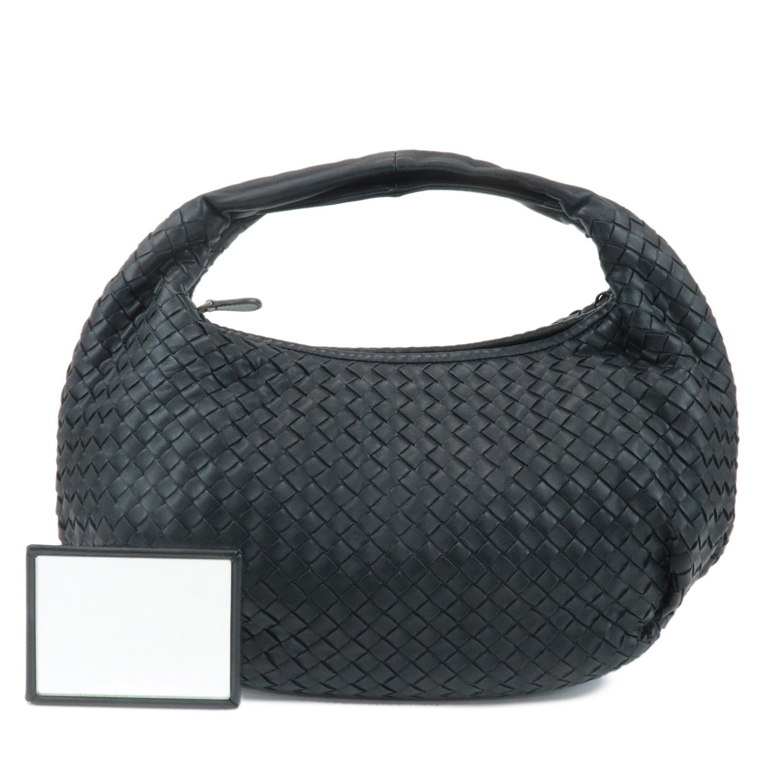 BOTTEGA-VENETA-Intrecciato-Leather-Shoulder-Bag-Black-232499