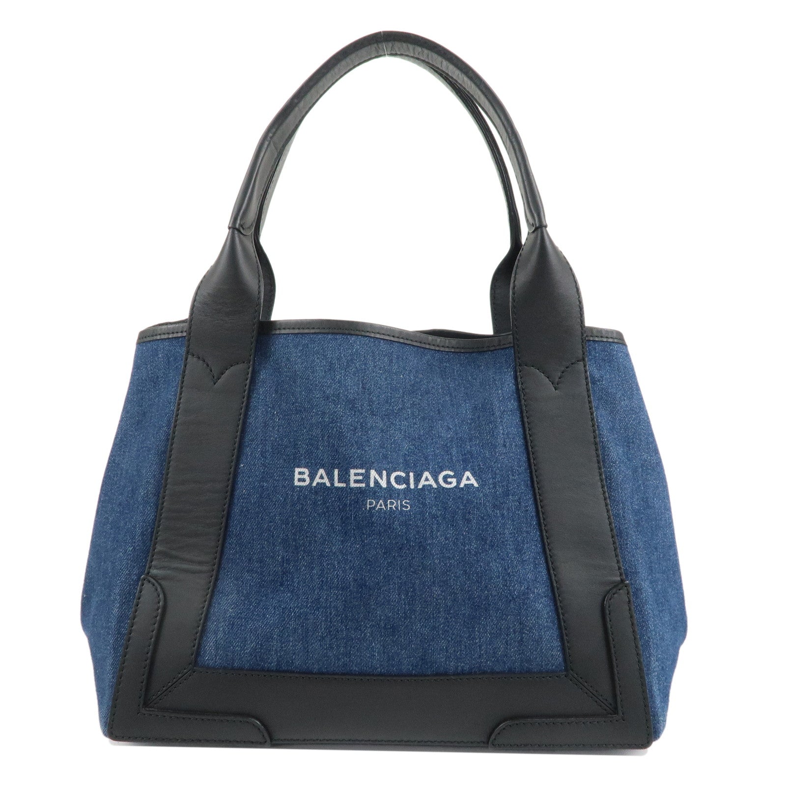 BALENCIAGA-Denim-Navy-Cabas-S-Canvas-Leather-Tote-Bag-Blue-339933