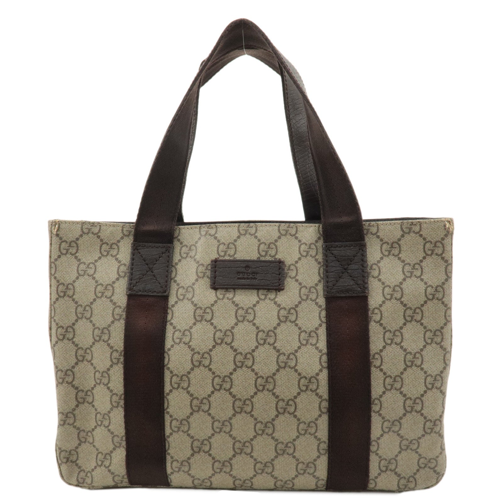 GUCCI GG Supreme Leather Tote Bag Hand Bag Beige Brown 141976