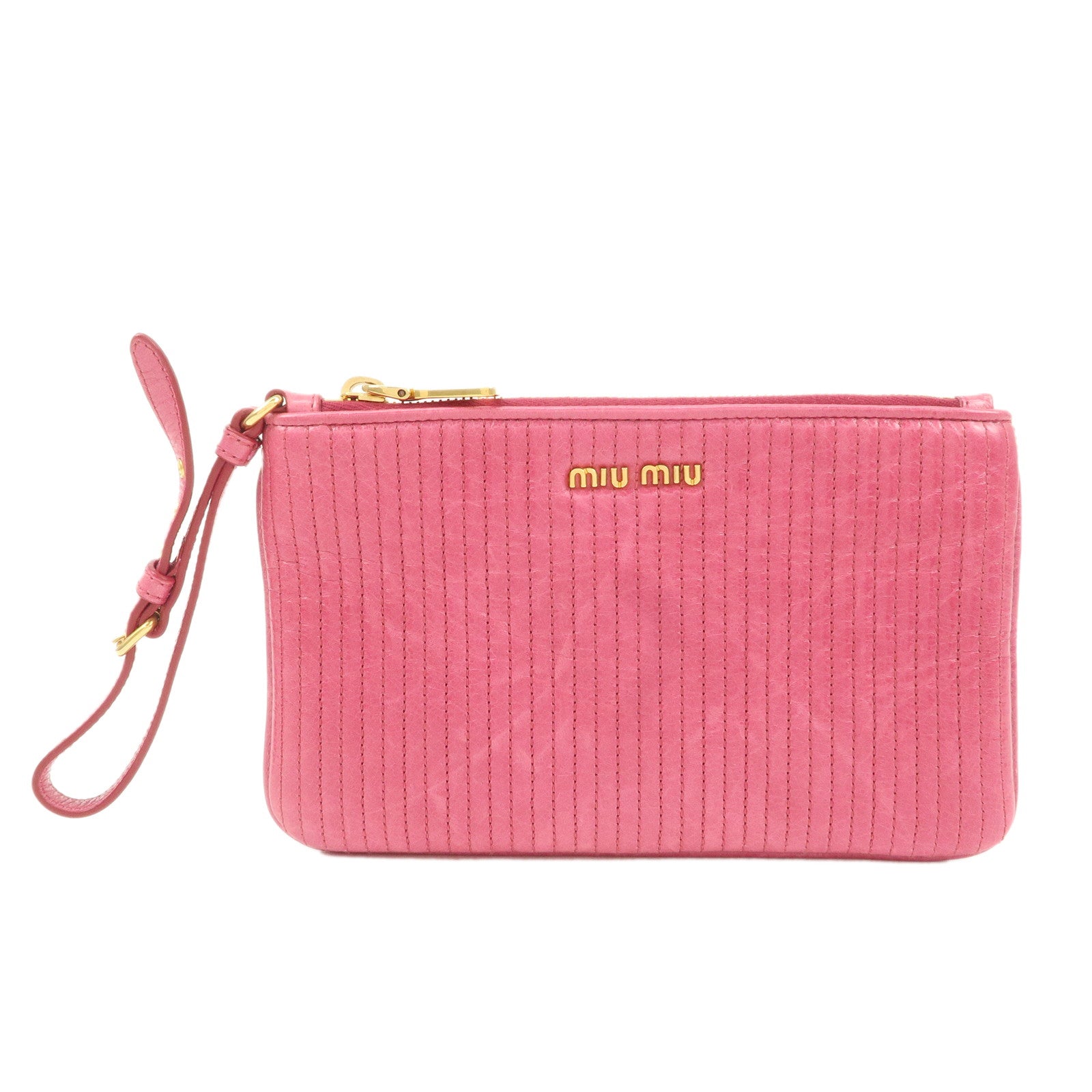 MIU-MIU-Leather-Pouch-Hand-Bag-Clutch-Bag-Cosmetic-Pouch-Pink