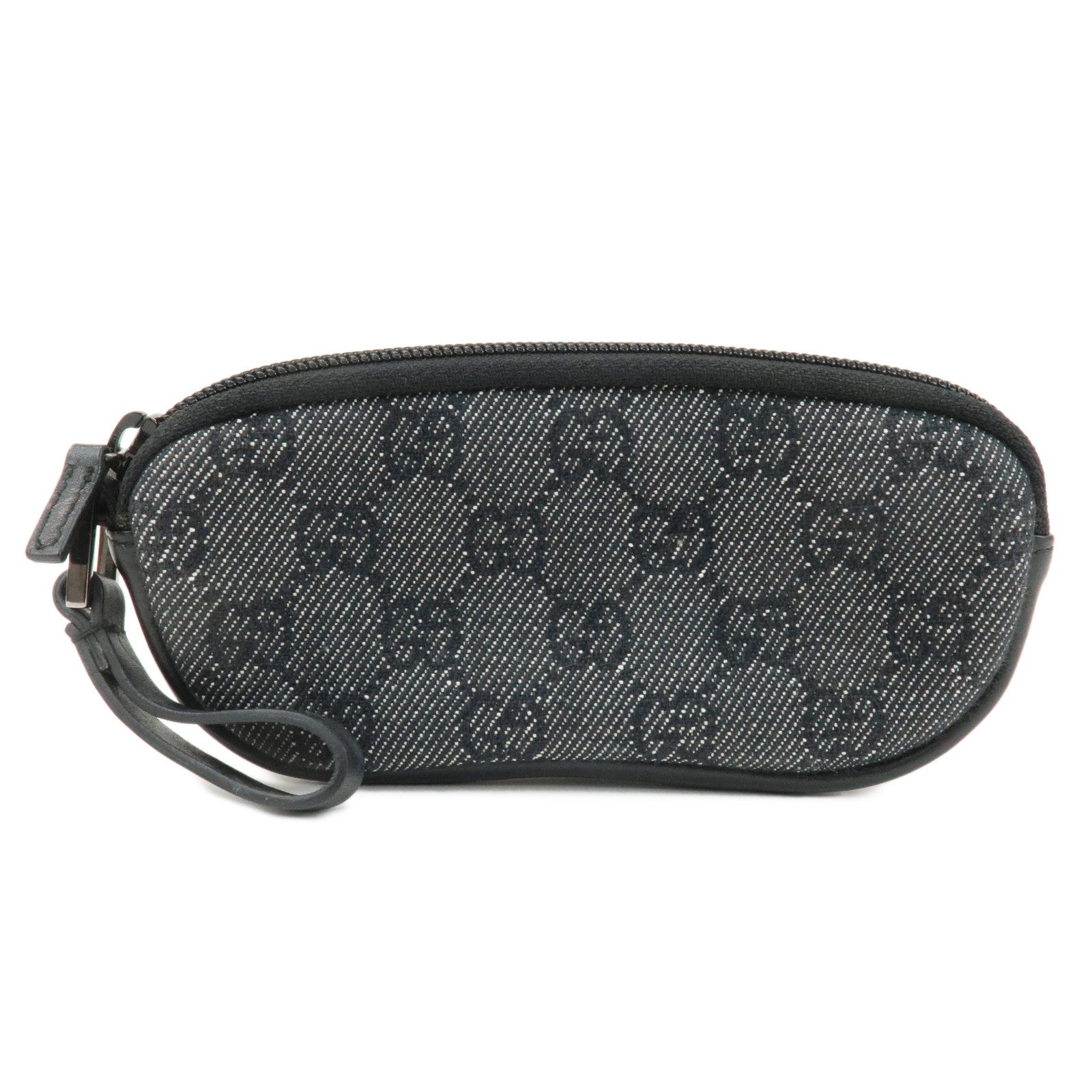 GUCCI-GG-Denim-Leather-Pouch-Glasses-Case-Black-3970