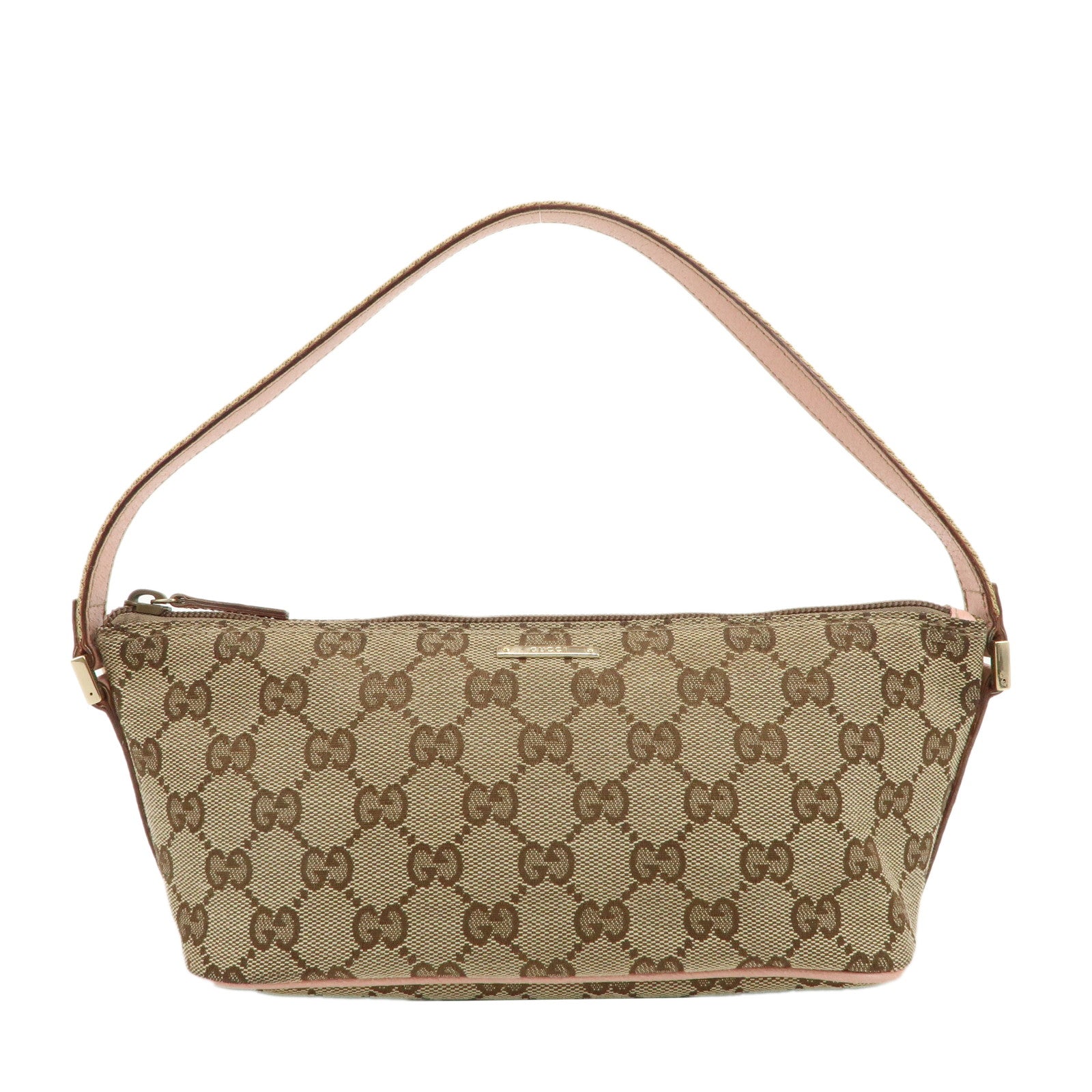 GUCCI-Boat-Bag-Sherry-GG-Canvas-Leather-Pouch-Beige-Pink-141809