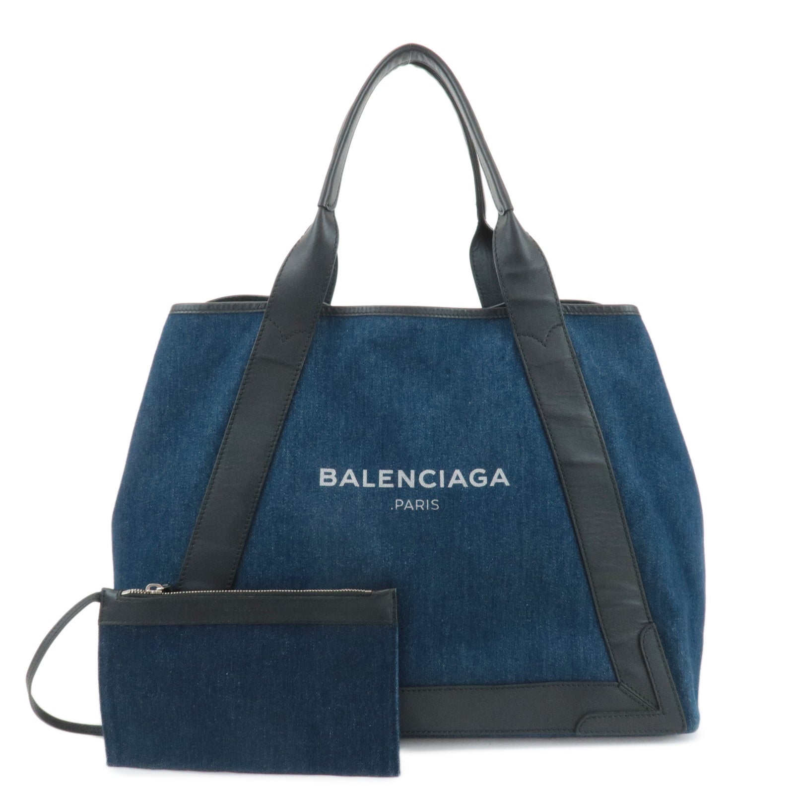 BALENCIAGA-Denim-Leather-Navy-Cabas-MM-Tote-Hand-Bag-Blue-339936