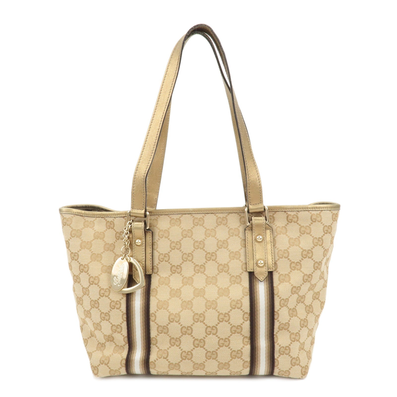 GUCCI-GG-Canvas-Leather-Shoulder-Tote-Bag-Beige-Gold-137396