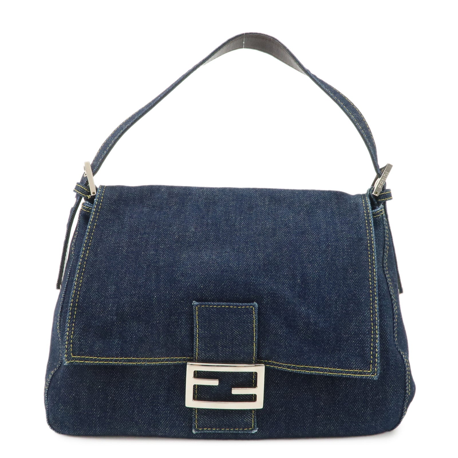 FENDI-Denim-Leather-Mamma-Baguette-Shoulder-Bag-26325