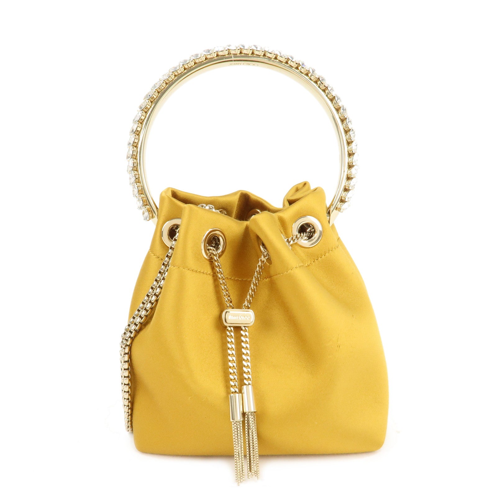 JIMMY-CHOO-Satin-Bijou-BonBon-Bucket-Bag-Chain-Shoulder-Bag