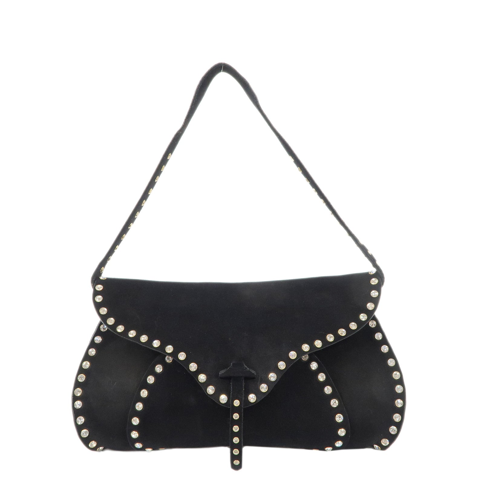 LOEWE-Anagram-Suede-Bijoux-Hand-Bag-Shoulder-Bag-Black