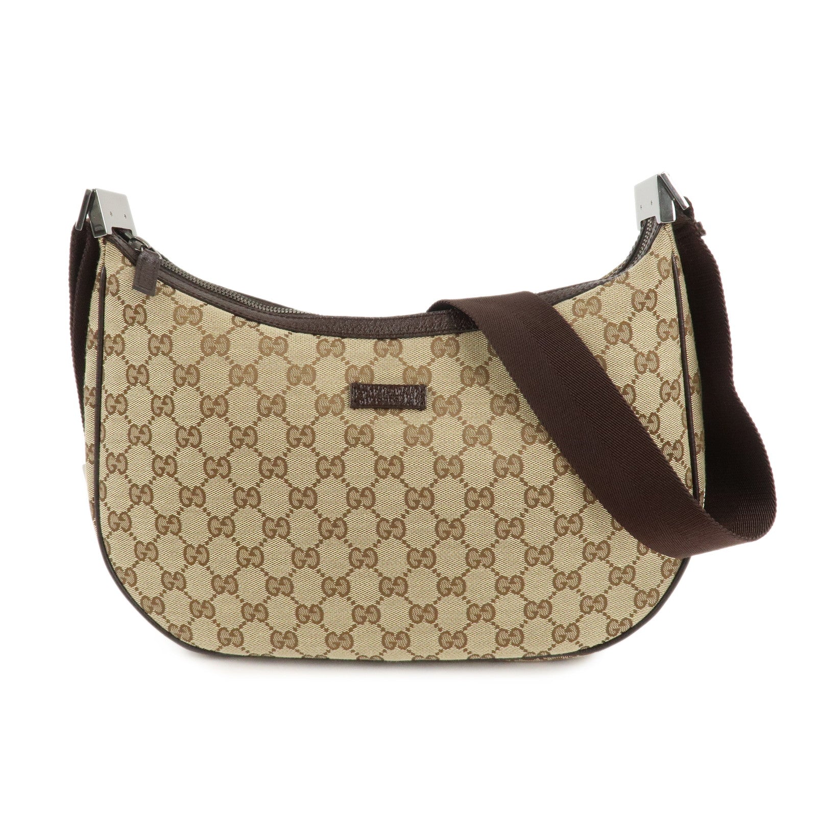 GUCCI-GG-Canvas-Leather-Shoulder-Bag-Beige-Brown-122790