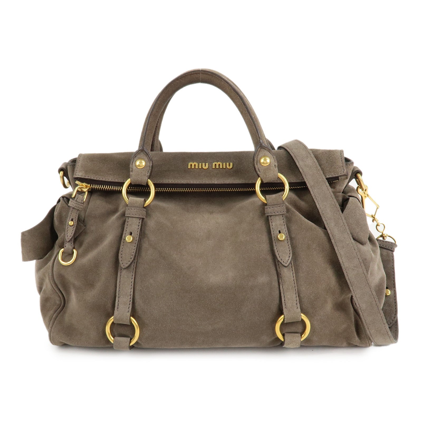 MIU-MIU-Ribbon-Leather-2Way-Shoulder-Bag-Hand-Bag-Greige