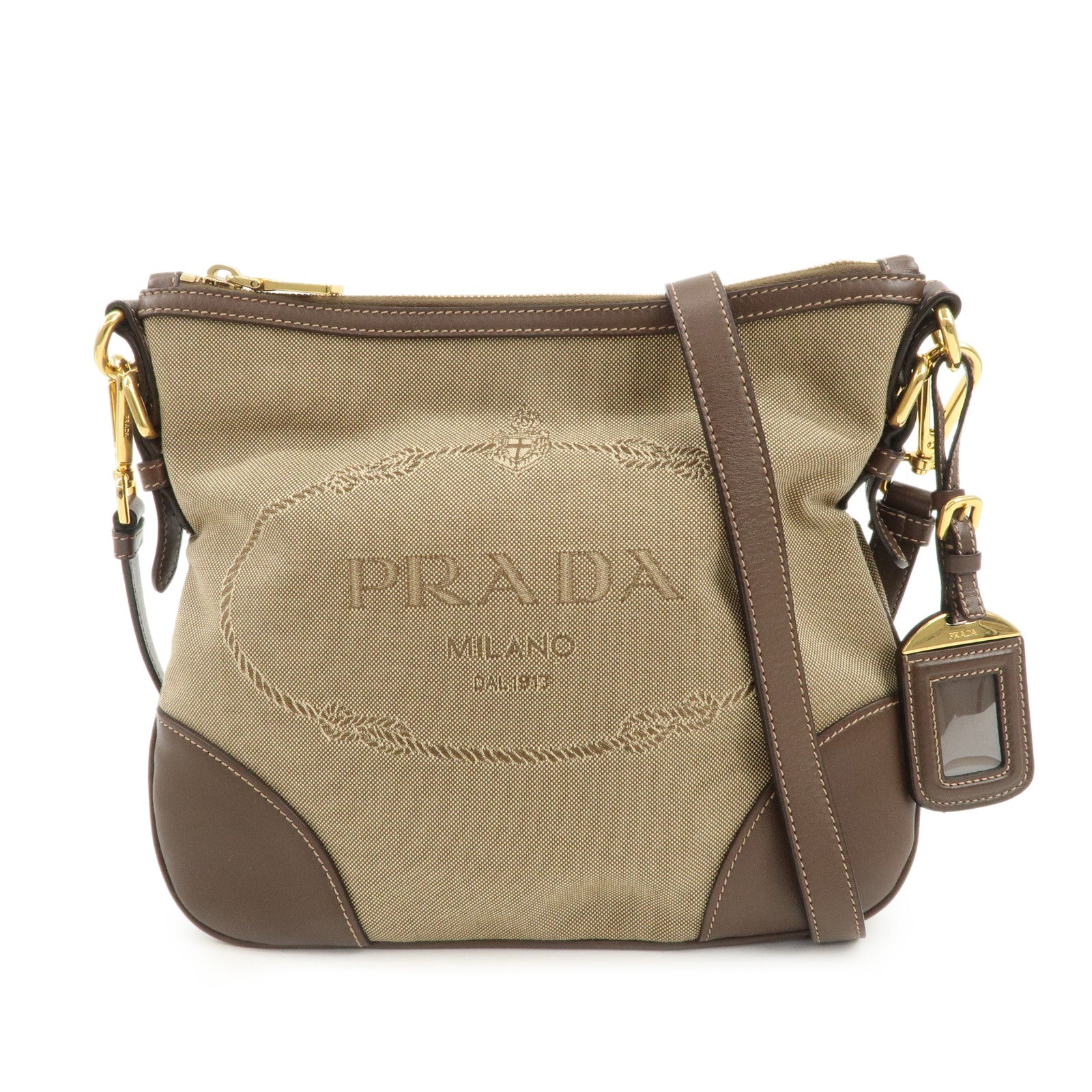 PRADA-Logo-Jaguard-Leather-Shoulder-Bag-Crossbody-Bag-Beige-Brown