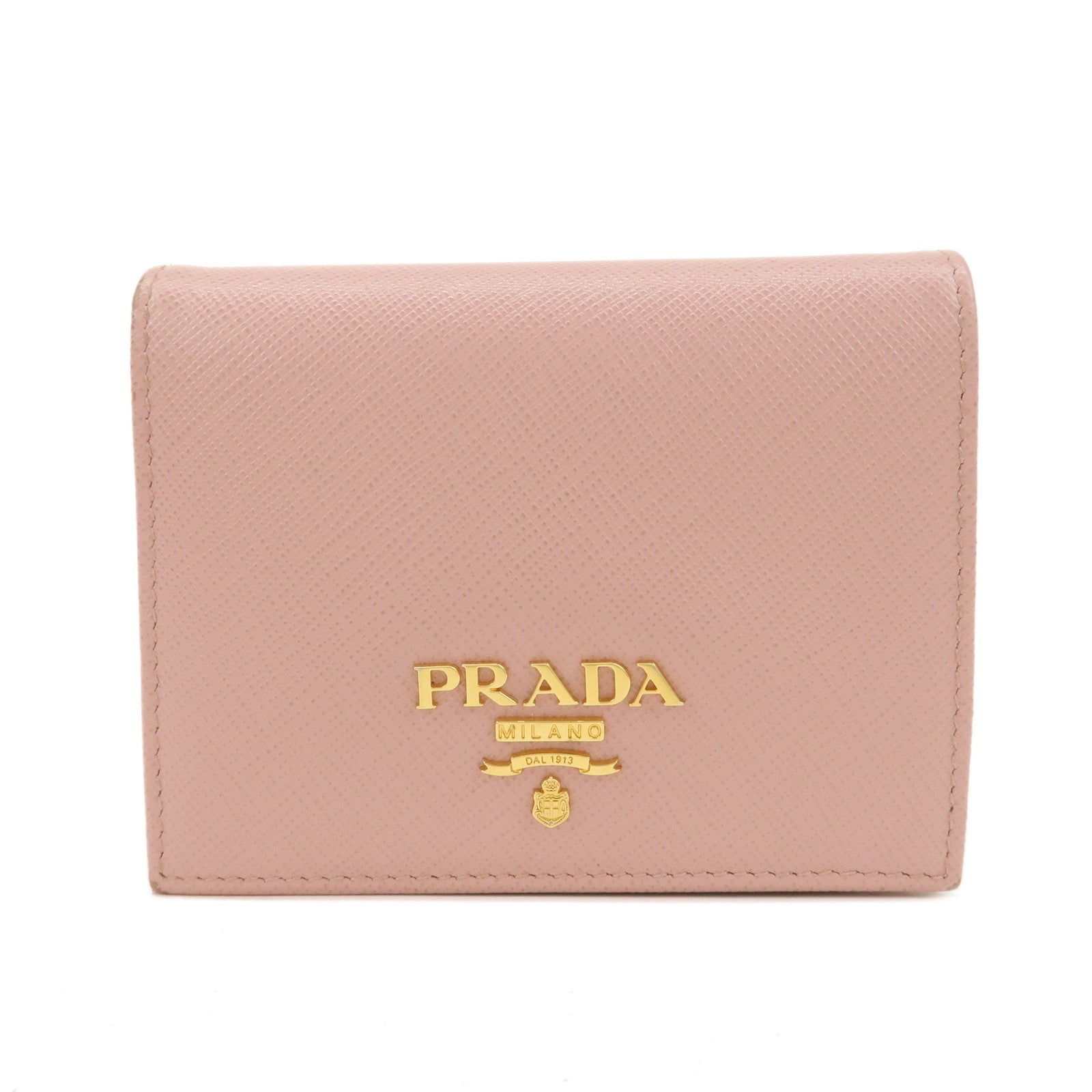 PRADA-Logo-Leather-Bi-fold-Wallet-Small-Wallet-Purse-Pink