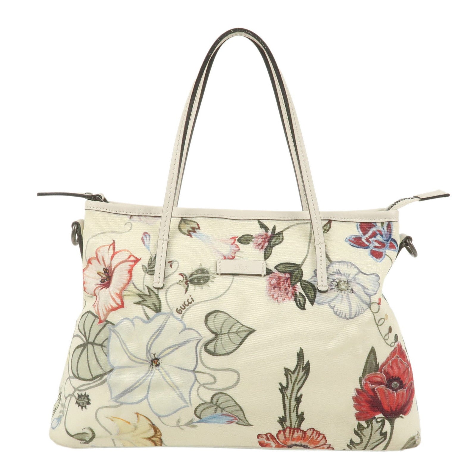 GUCCI-Flora-Canvas-Leather-2WAY-Bag-Hand-Bag-353440