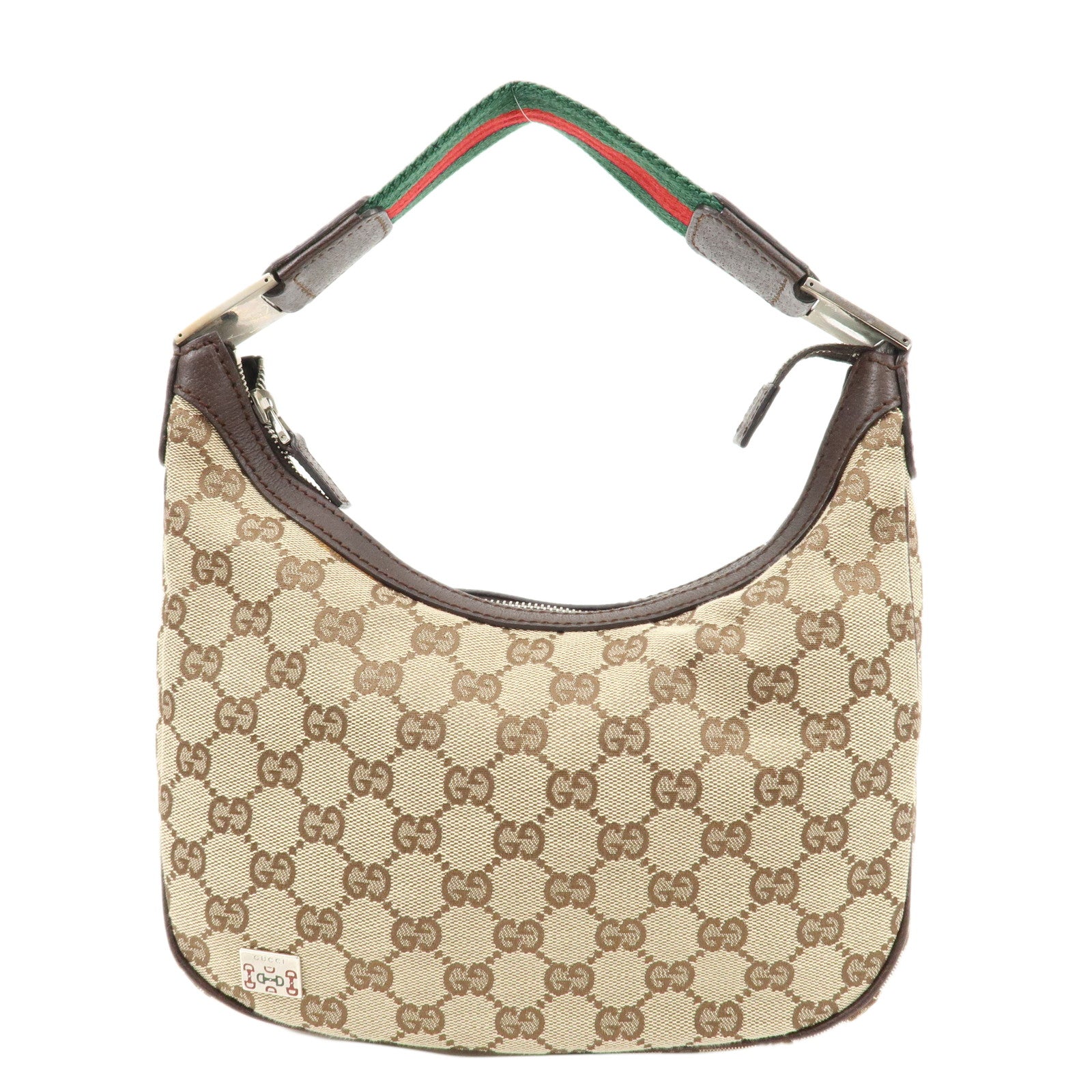 GUCCI-Sherry-GG-Canvas-Leather-Shoulder-Bag-Beige-Brown-145811