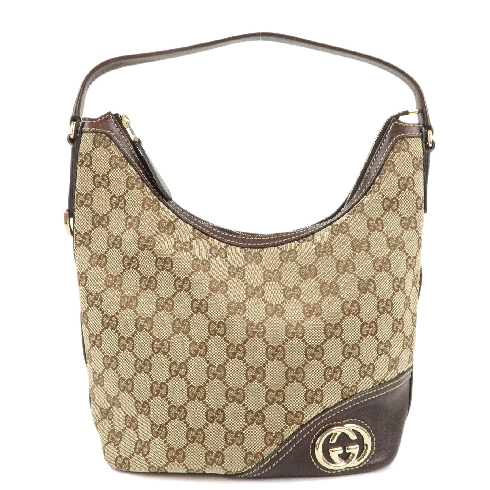 GUCCI-Abbey-GG-Canvas-Leather-Shoulder-Bag-Beige-Brown-182491