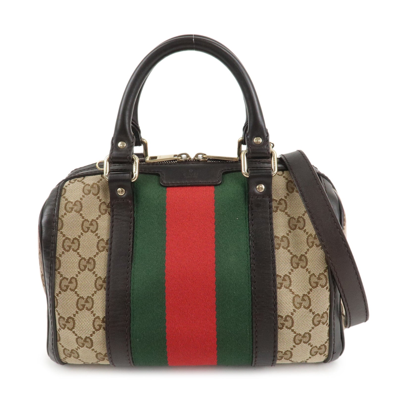 GUCCI-Sherry-GG-Canvas-Leather-2Way-Mini-Boston-Bag-269876