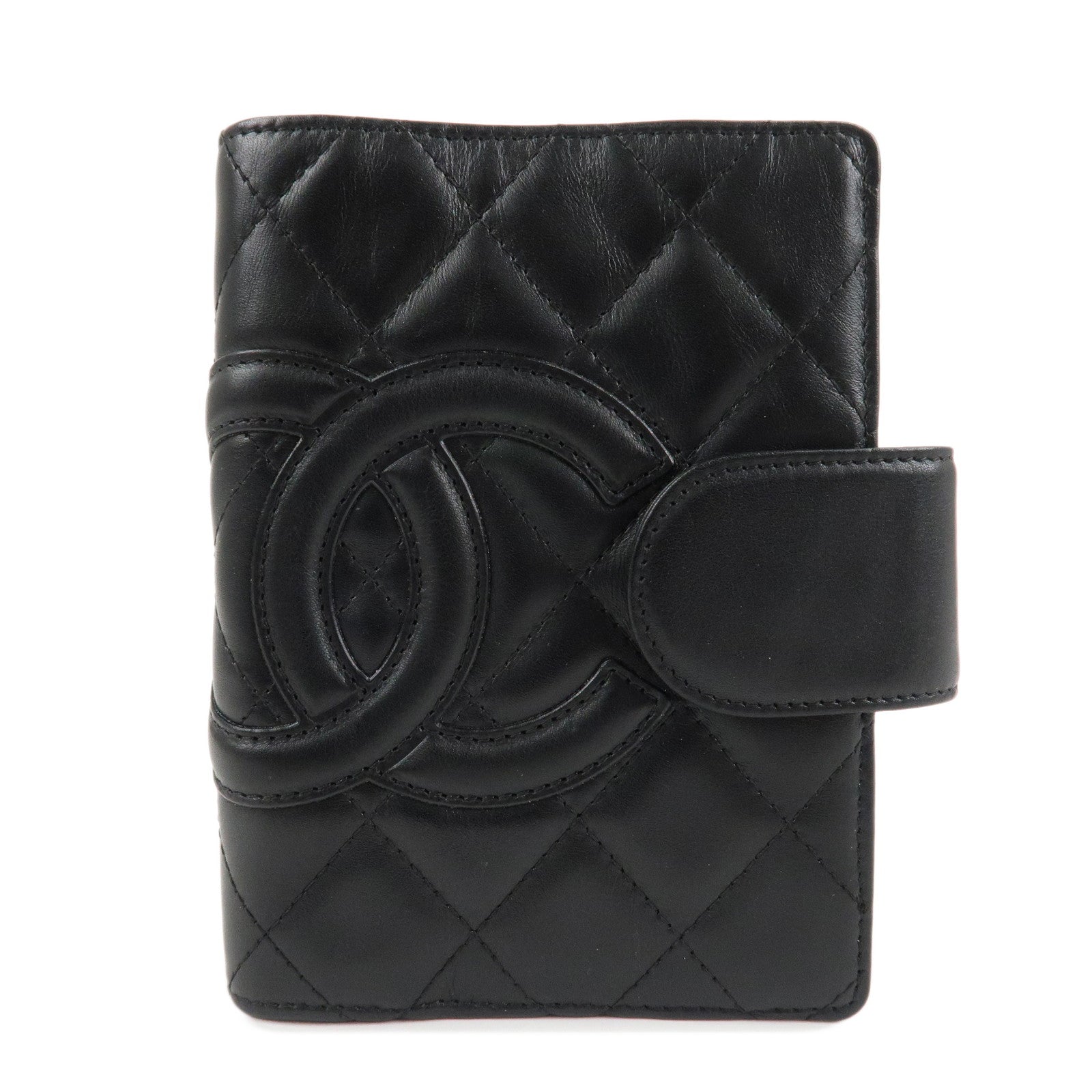 CHANEL-Cambon-Line-Lamb-Skin-Planner-Cover-Black-A13505