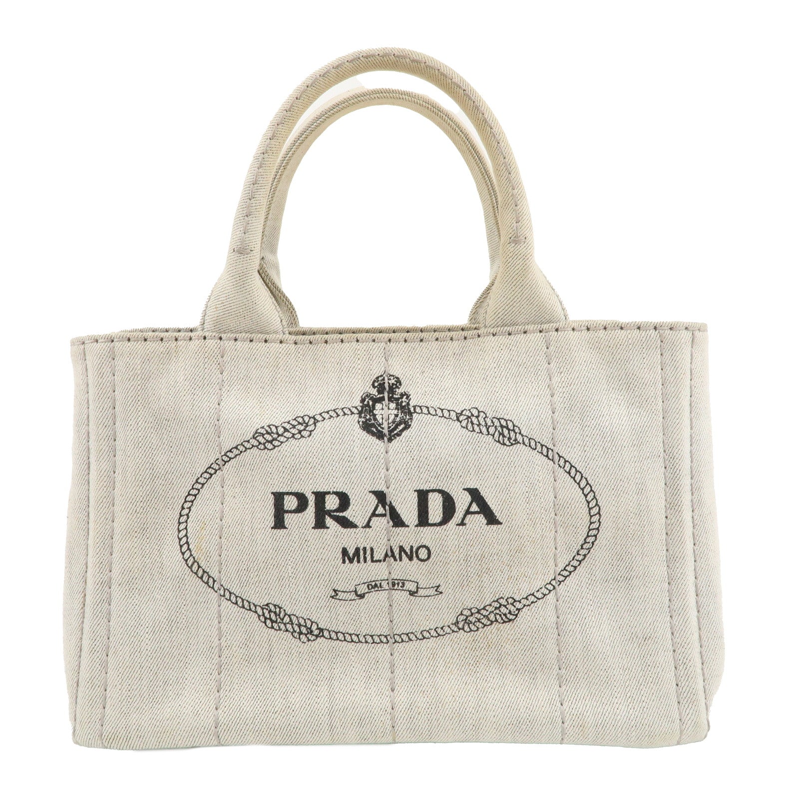 PRADA Canvas Canapa Mini Hand Bag Light Grey