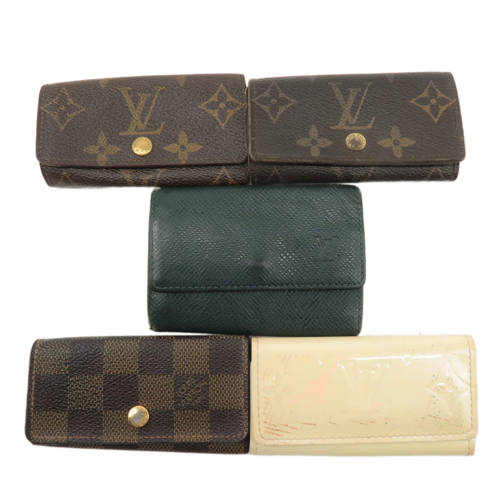 Louis-Vuitton-Set-of-5-Monogram-Damier-Taiga-Vernis-Key-Case