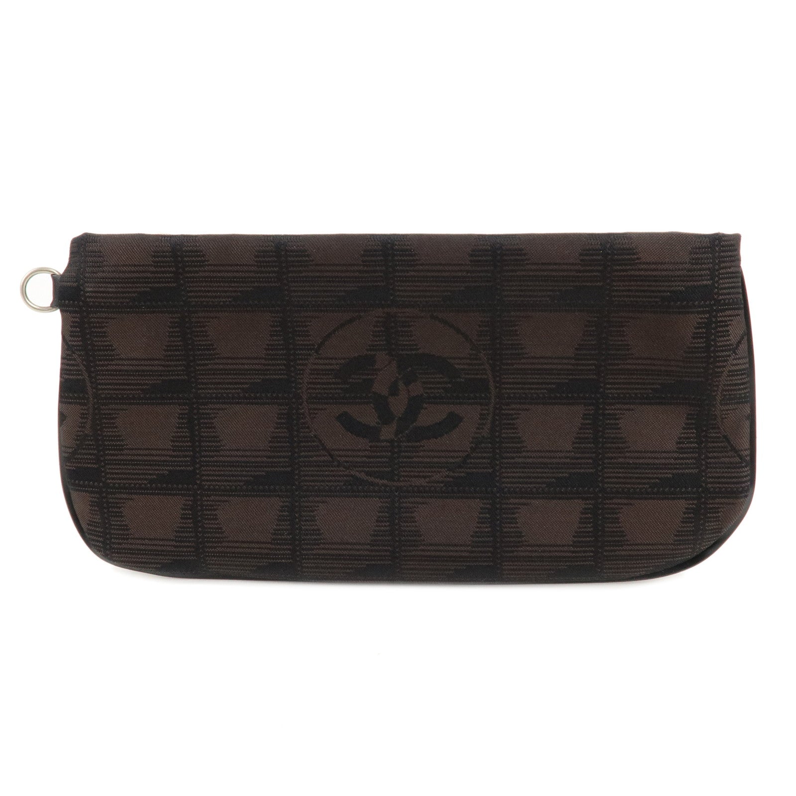 CHANEL-New-Travel-Line-Nylon-Jacquard-Pouch-Dark-Brown