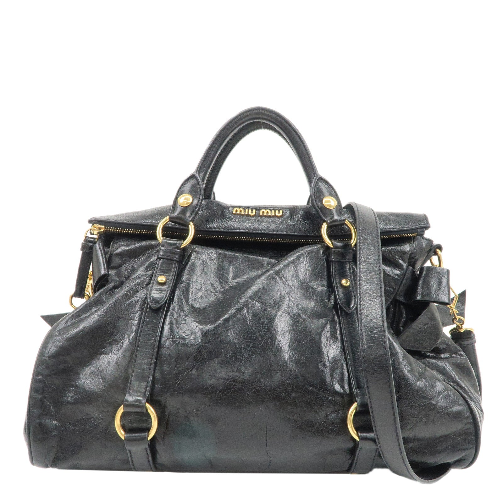 MIU-MIU-Leather-2Way-Shoulder-Bag-Hand-Bag-Black-RT0365