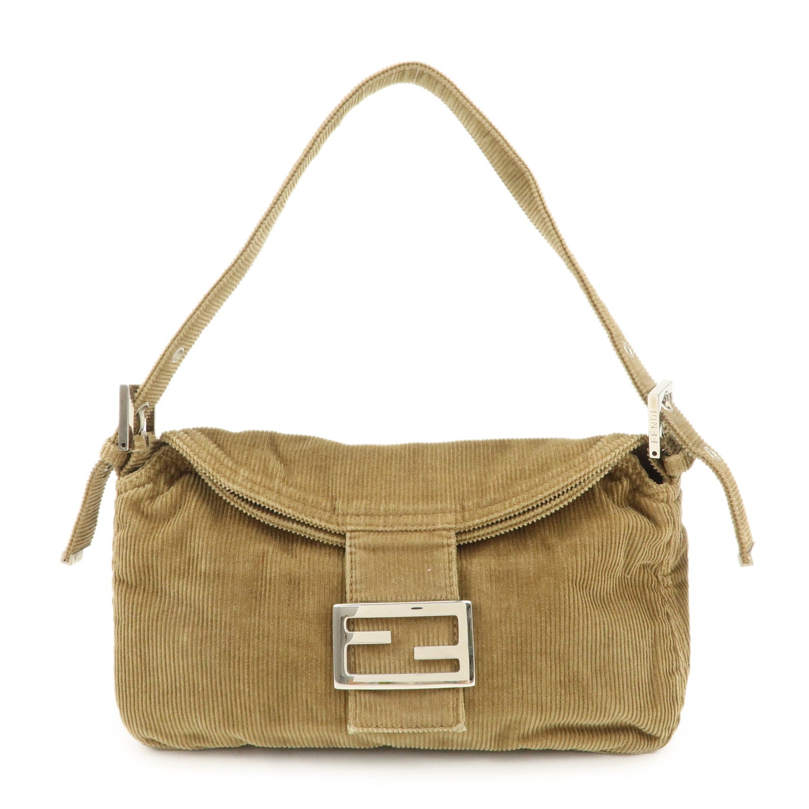 FENDI-Mamma-Baguette-Corduroy-Shoulder-Bag-Khaki-26725