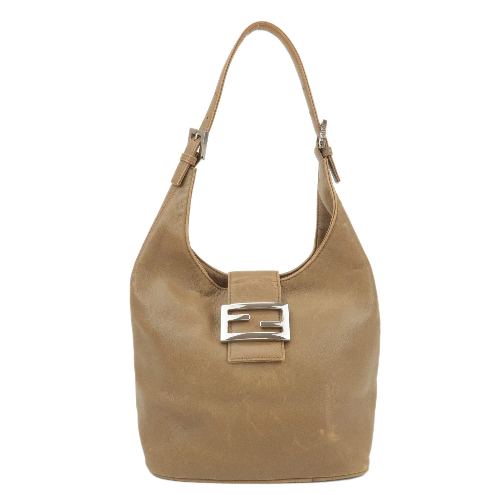 FENDI-Leather-One-Shoulder-Bag-Hand-Bag-Beige-26686