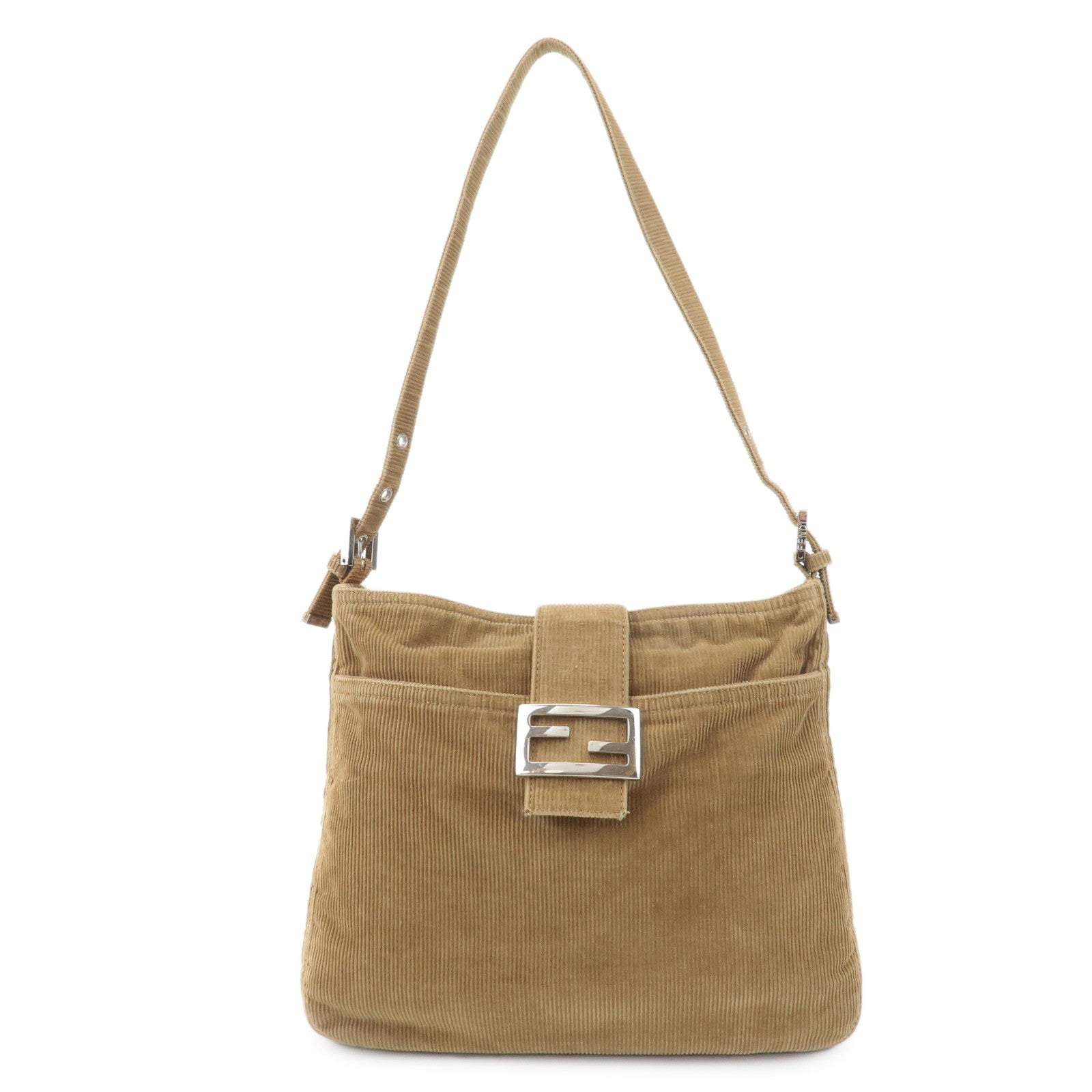 FENDI-Corduroy-Shoulder-Bag-Khaki-214526727009