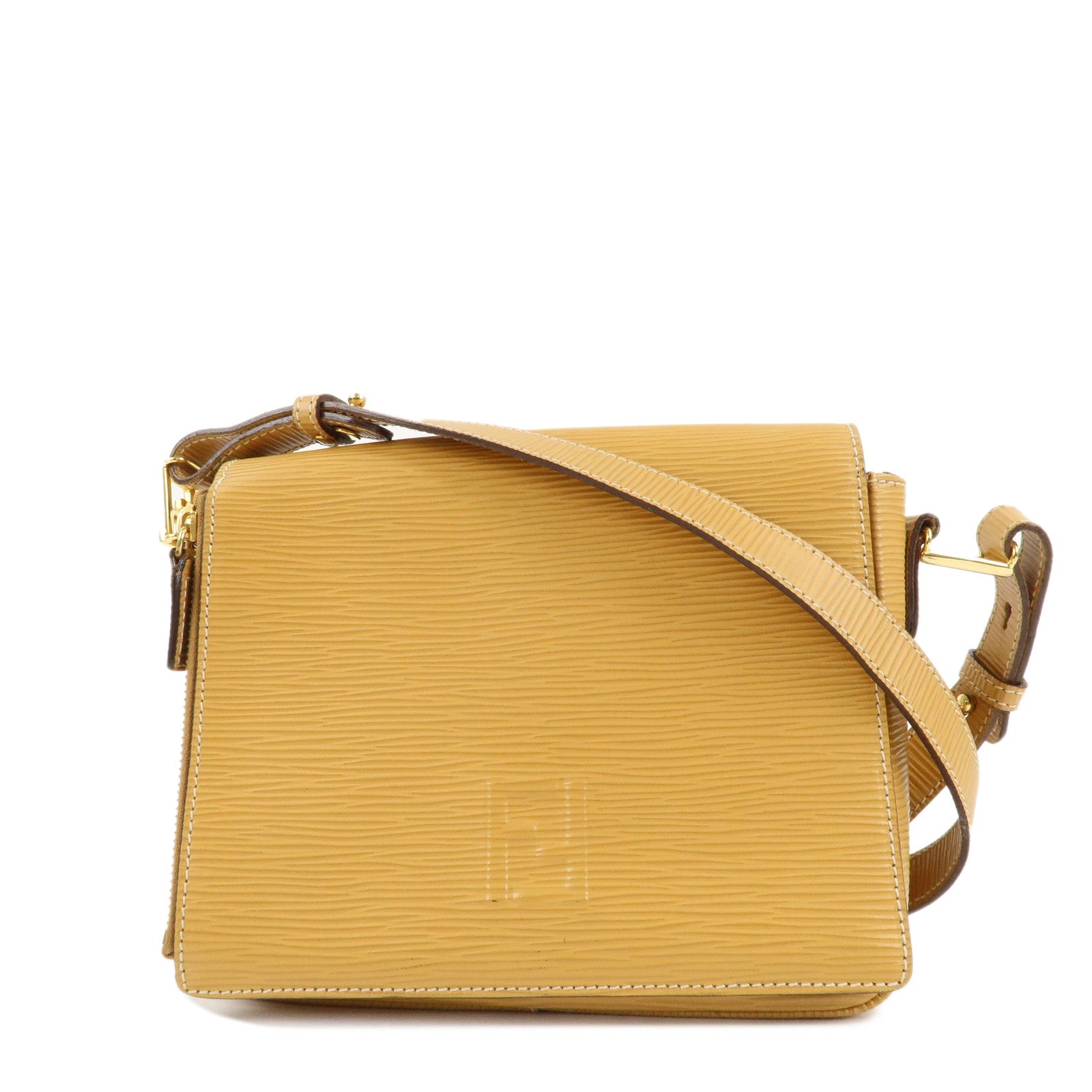 FENDI-Leather-Shoulder-Bag-Hand-Bag-Mustard-Gold-Hardware-260090