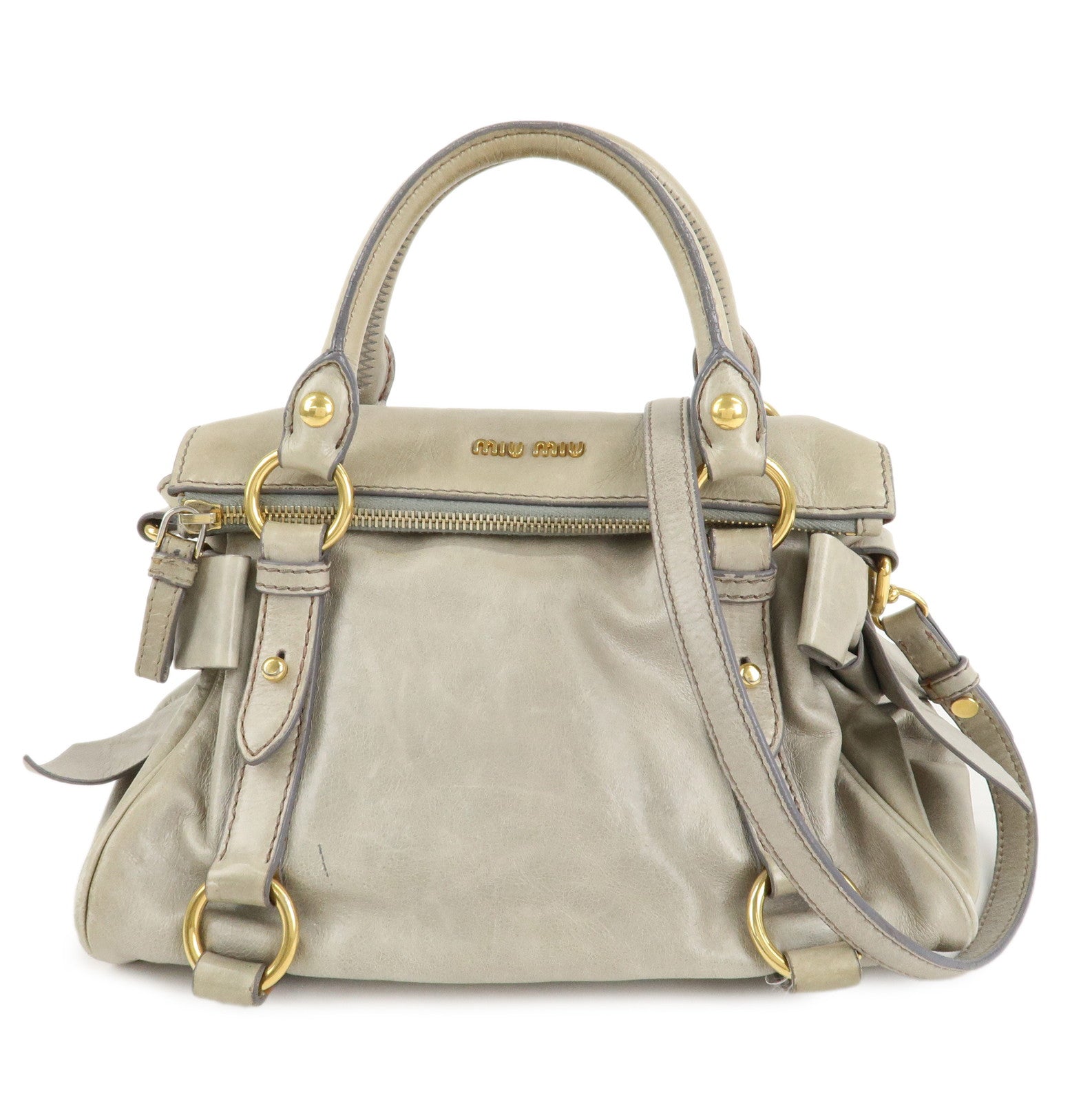 MIU-MIU-Leather-2Way-Bag-Hand-Bag-Shoulder-Bag-Beige-RT0438