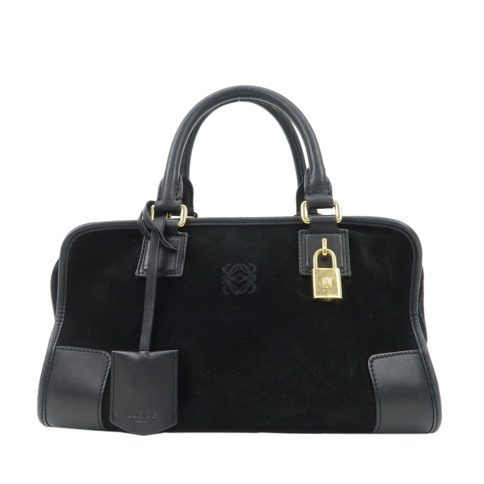 LOEWE-Anagram-Suede-Leather-Amazona28-Black