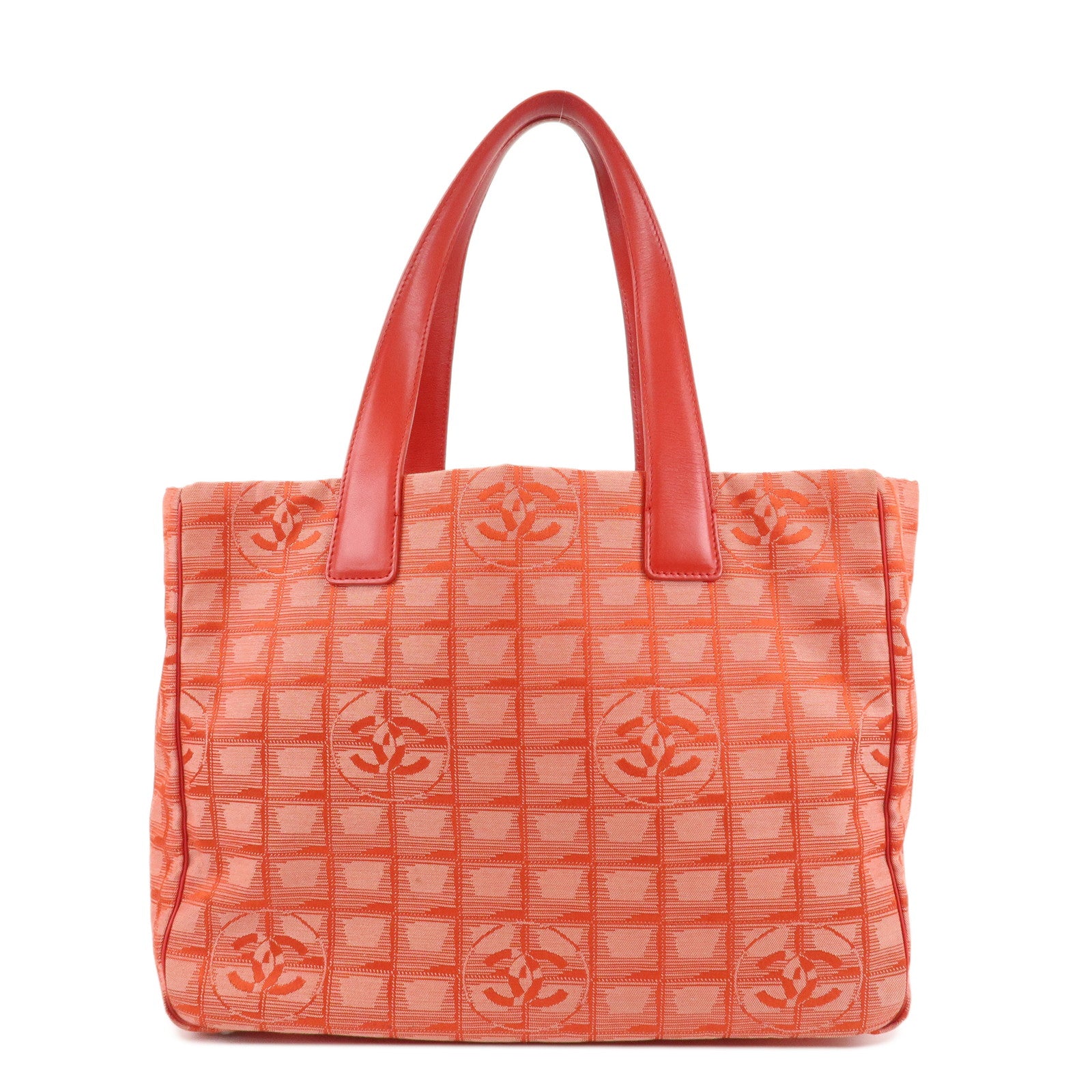 CHANEL-New-Travel-Line-Nylon-Jacquard-Leather-Tote-Bag-Red-A15991