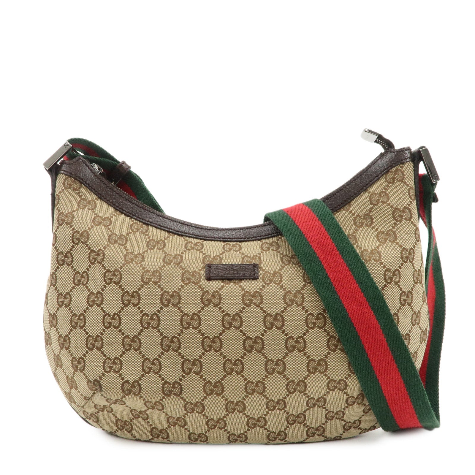 GUCCI-GG-Canvas-Leather-Shoulder-Bag-Beige-Brown-181092