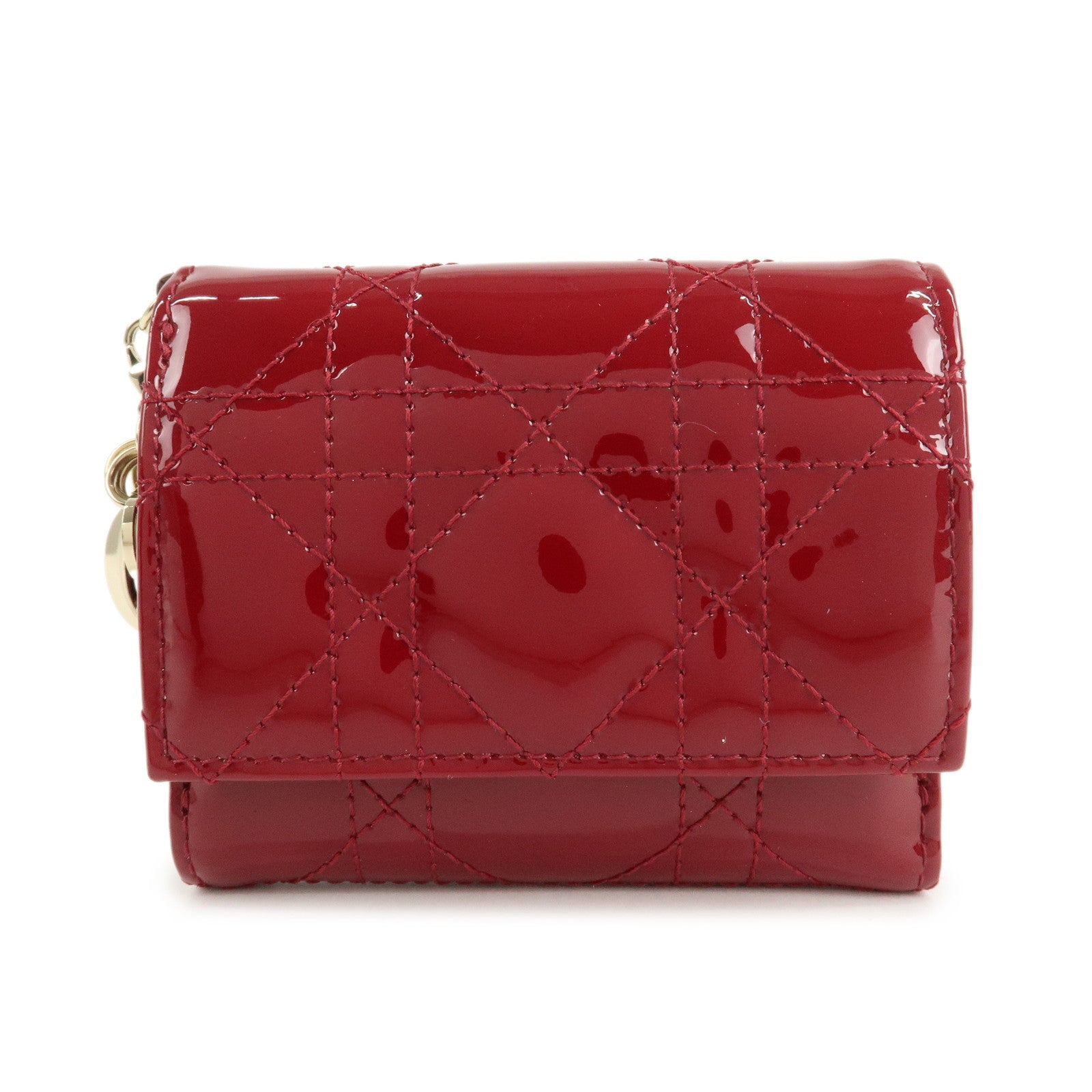 Christian-Dior-Cannage-Lady-Dior-Leather-Lotus-Tri-fold-Wallet-Red