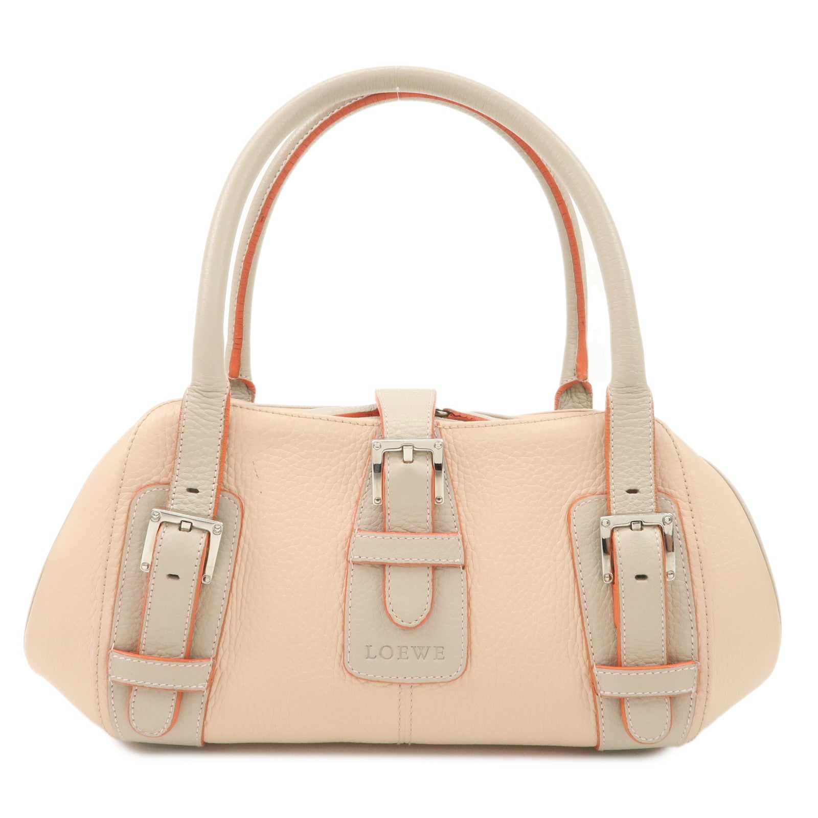 LOEWE-Leather-Senda-Boston-Bag-Hand-Bag-Shoulder-Bag-Pink