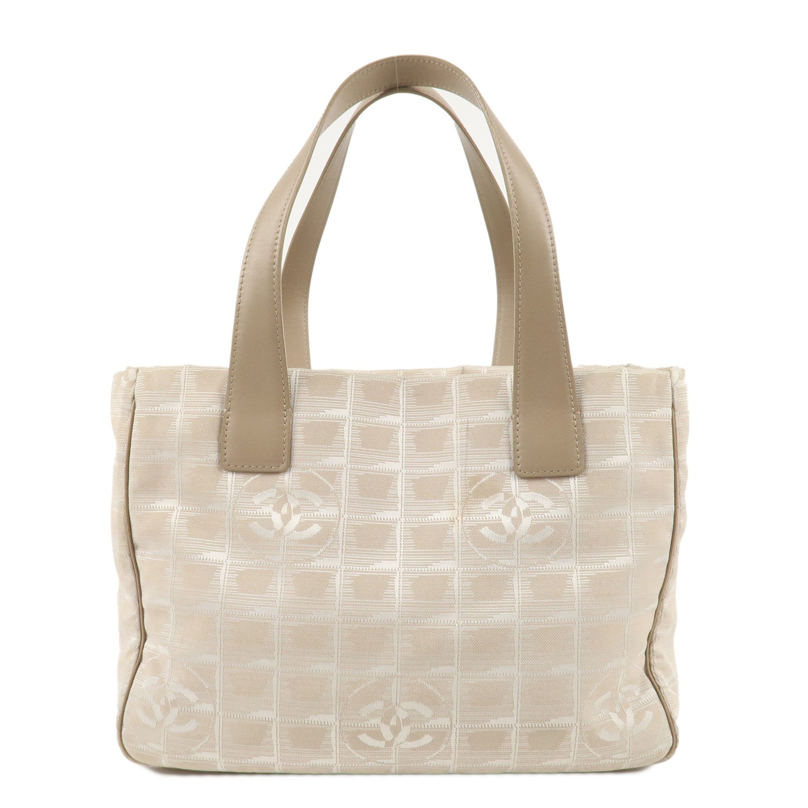 CHANEL-New-Travel-Line-Nylon-Jacquard-Leather-Tote-PM-Beige-A20457