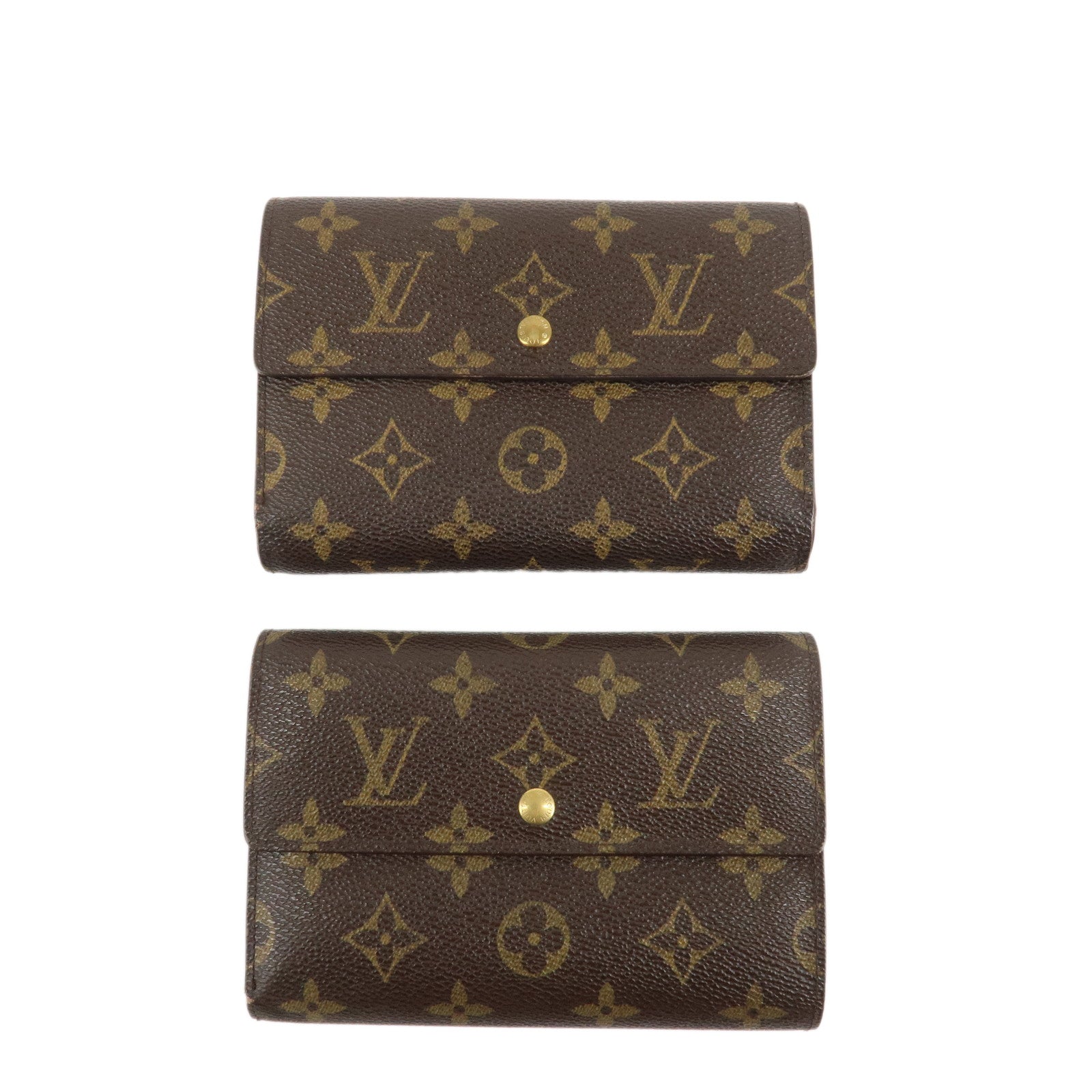 Louis-Vuitton-Monogram-Set-of-2-Bi-fold-Wallet-Brown-M61202