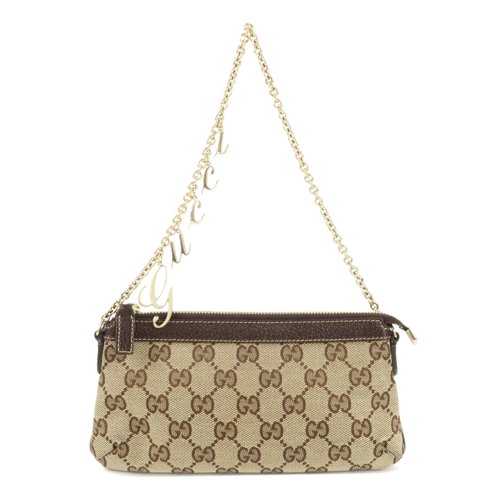 GUCCI-GG-Canvas-Leather-Chain-Hand-Bag-170050-205027-Brown