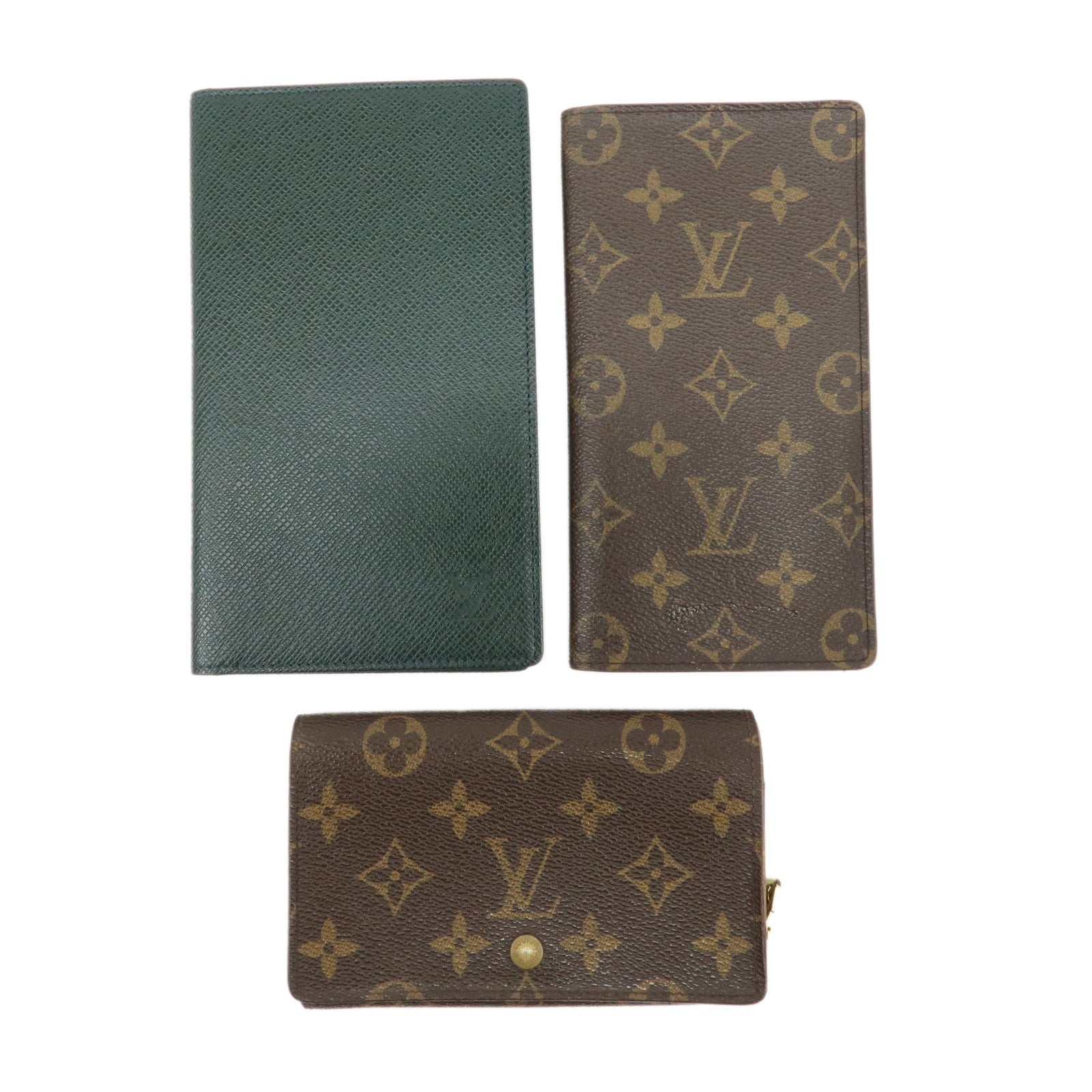 Louis-Vuitton-Taiga-Monogram-Set-of-3-Wallet-M30414-M60825-M61730