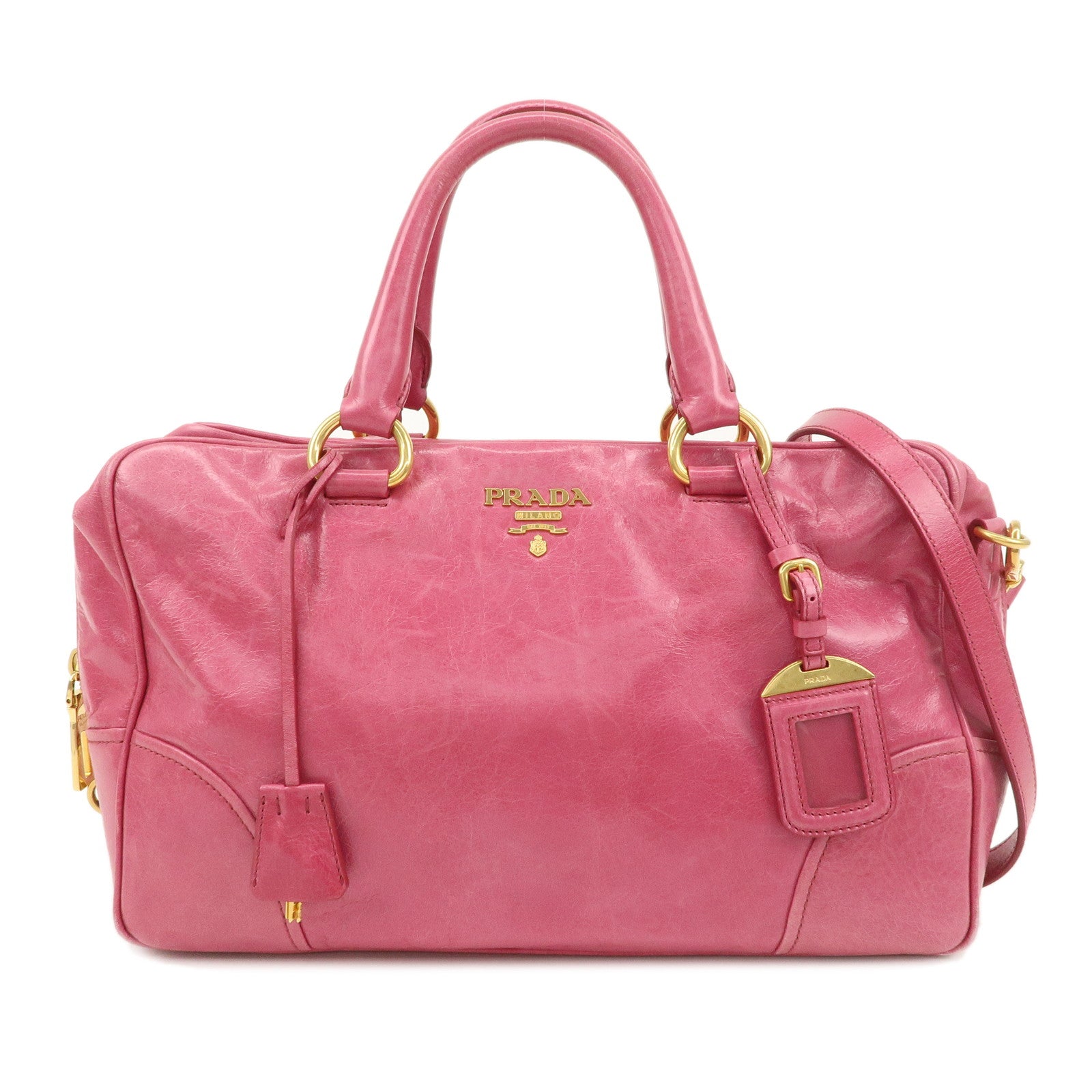 PRADA-Logo-Leather-2-Way-Hand-Bag-Tote-Bag-Pink