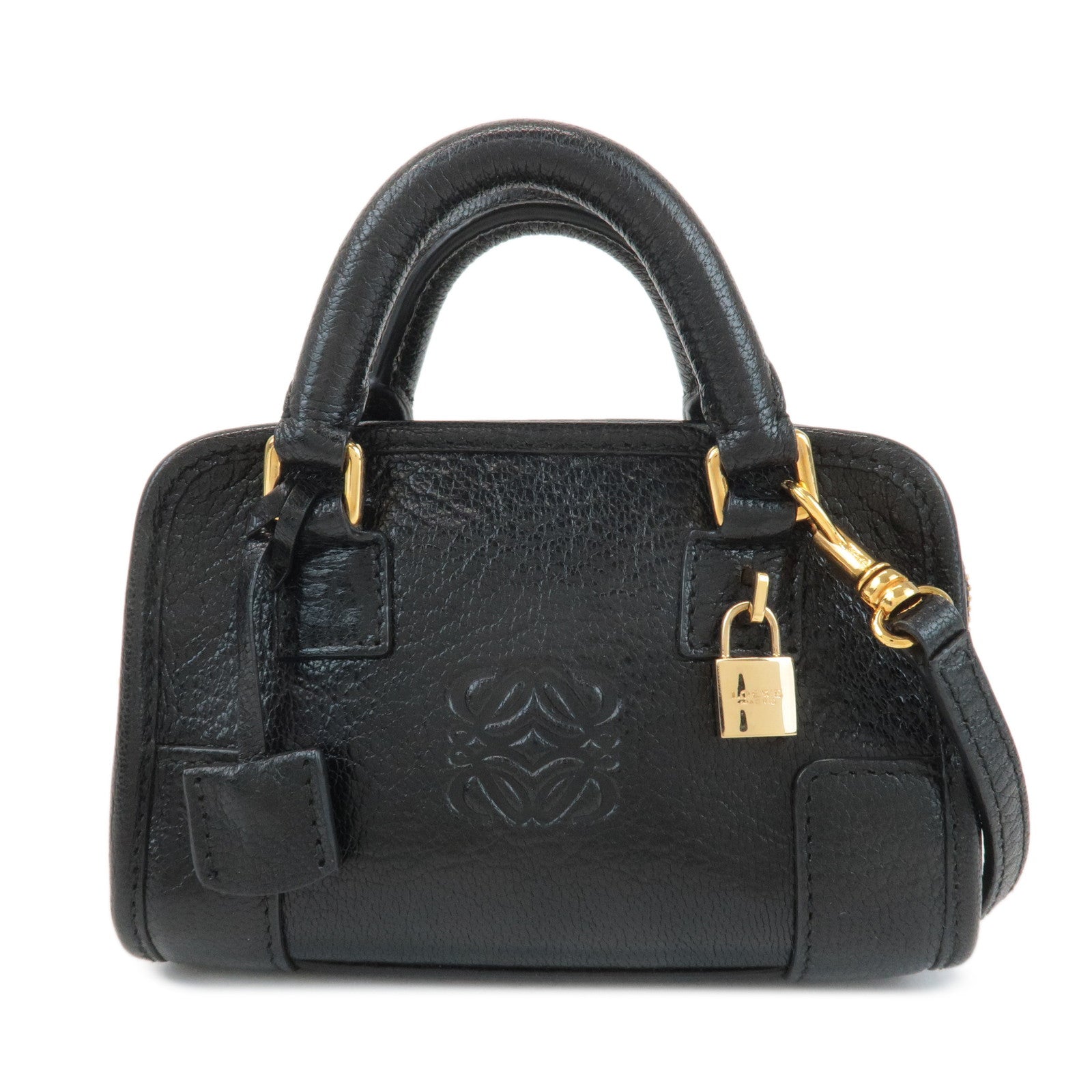 LOEWE-Anagram-Leather-Amazona-Micro-Mini-2Way-Shoulder-Bag-Black