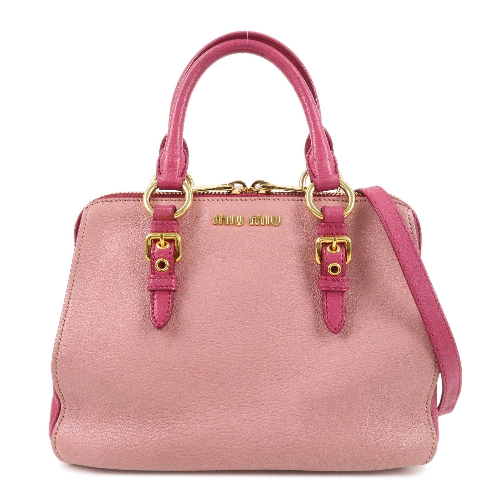 MIU-MIU-Leather-2WAY-Bag-Hand-Bag-Shoulder-Bag-Pink