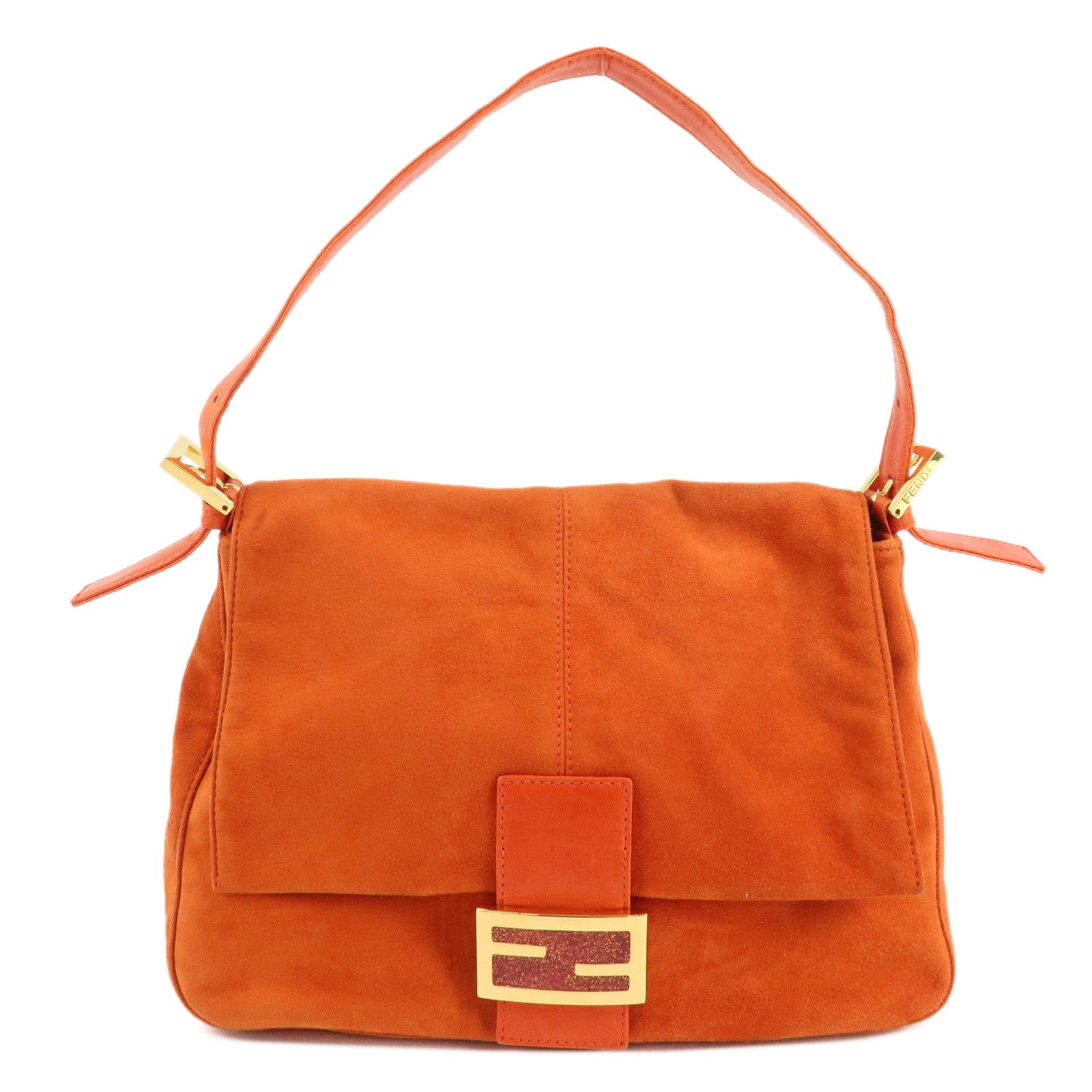 FENDI-Mamma-Baguette-Suede-Leather-Shoulder-Bag-Orange-26325