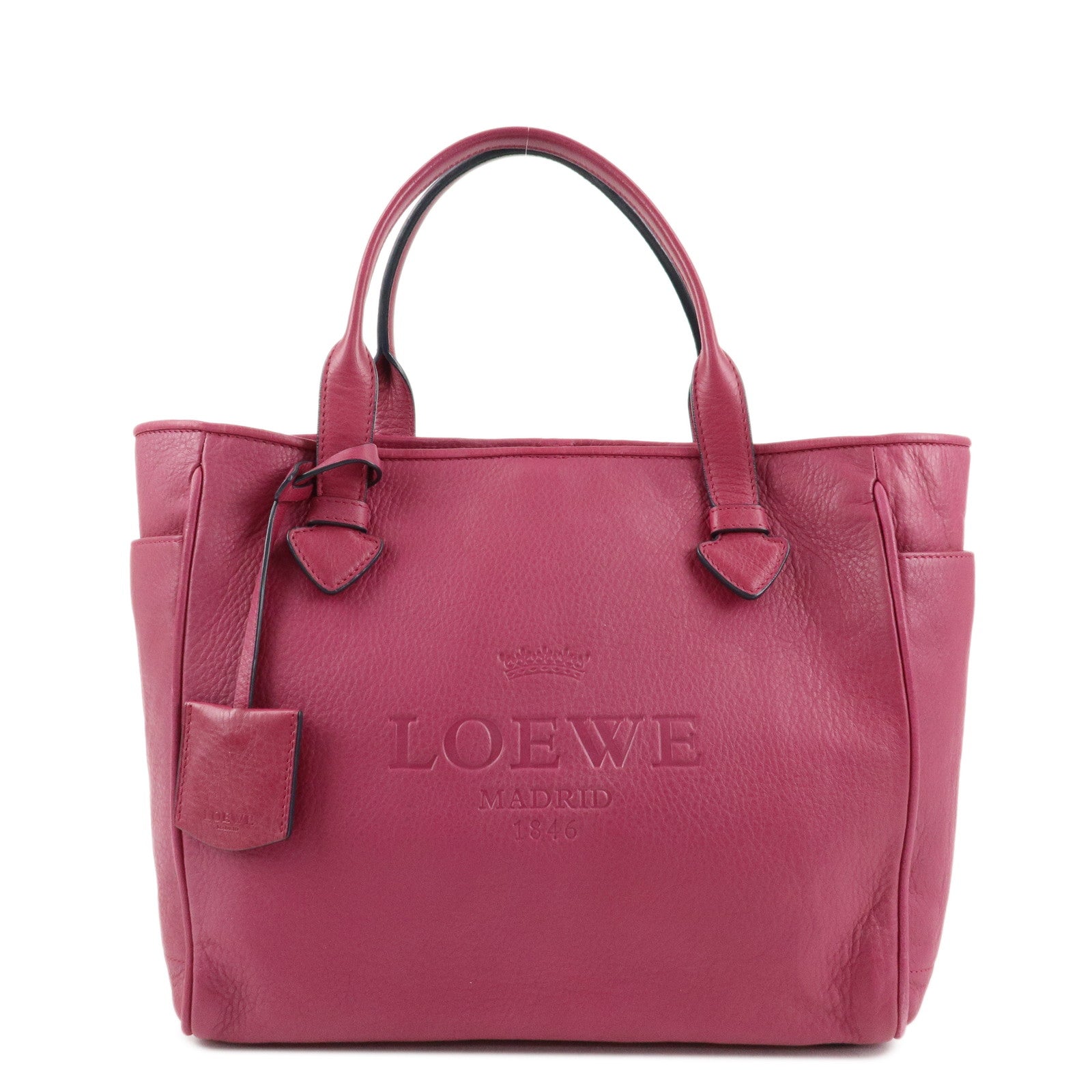 LOEWE-Leather-Tote-Bag-Hand-Bag-Shoulder-Bag-Medium-Pink