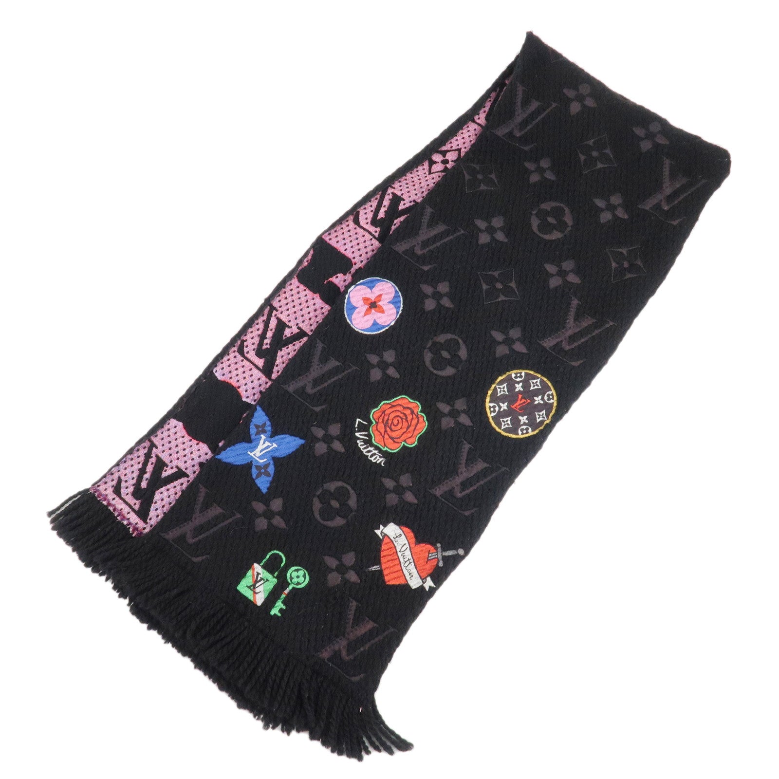 Louis-Vuitton-Escharpe-Logo-Mania-Stories-Scarf-Black-M71060