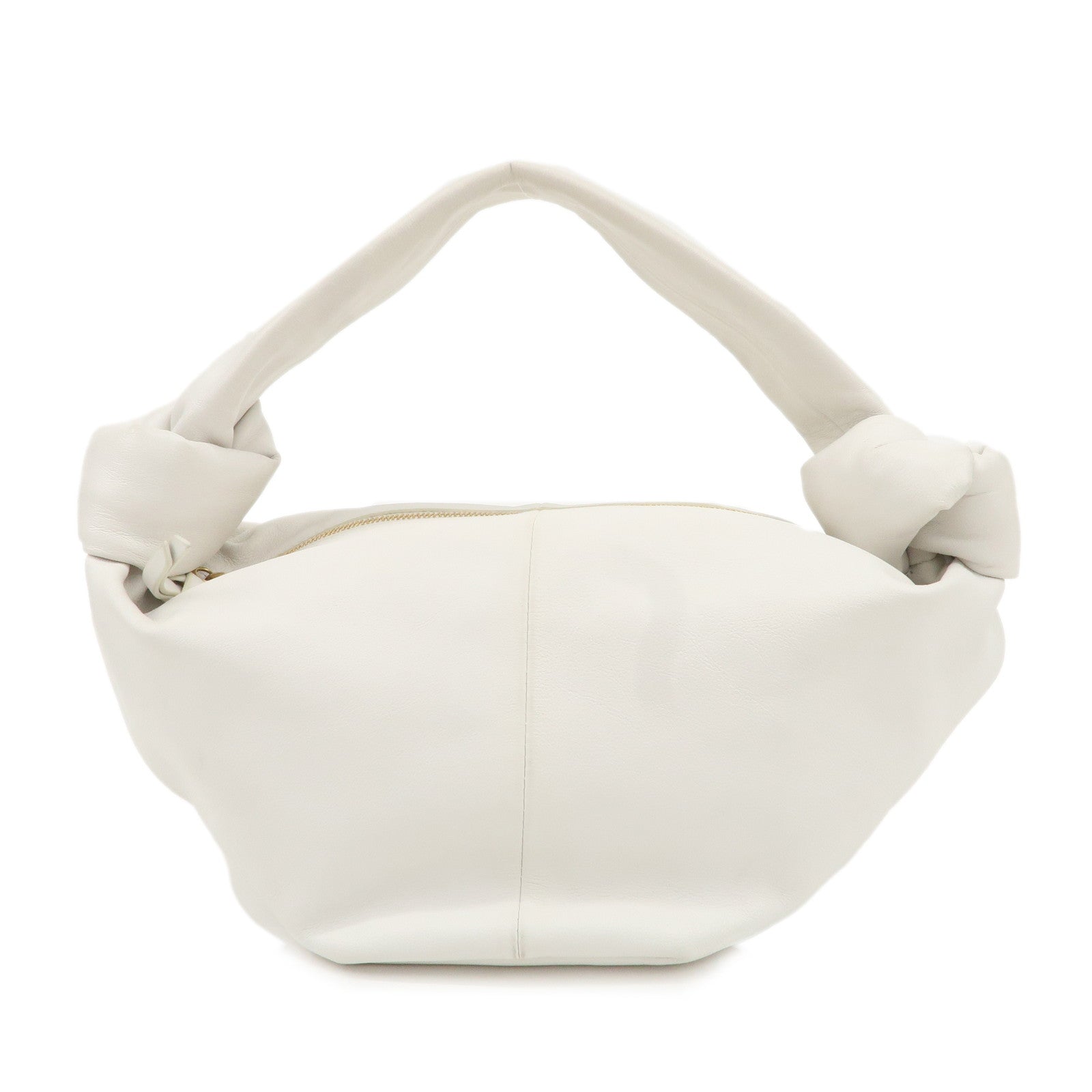 BOTTEGA-VENETA-Leather-Double-Knots-Hand-Bag-White-629635