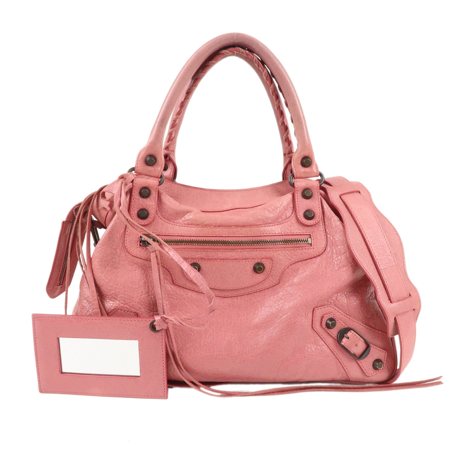 BALENCIAGA The Town Leather 2way Bag Hand Bag Pink 240579