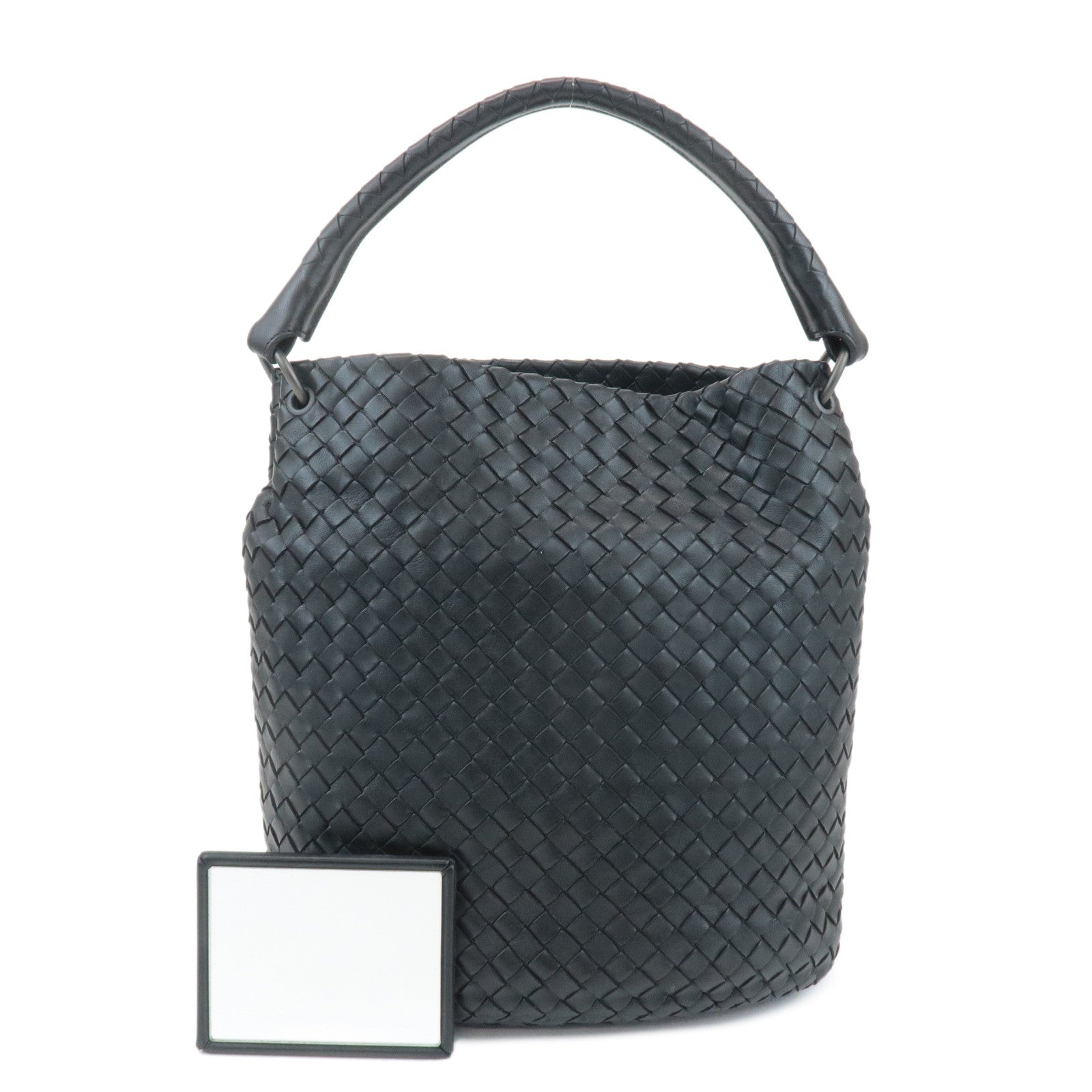 BOTTEGA-VENETA-Intrecciato-Leather-Shoulder-Bag-Black-255690