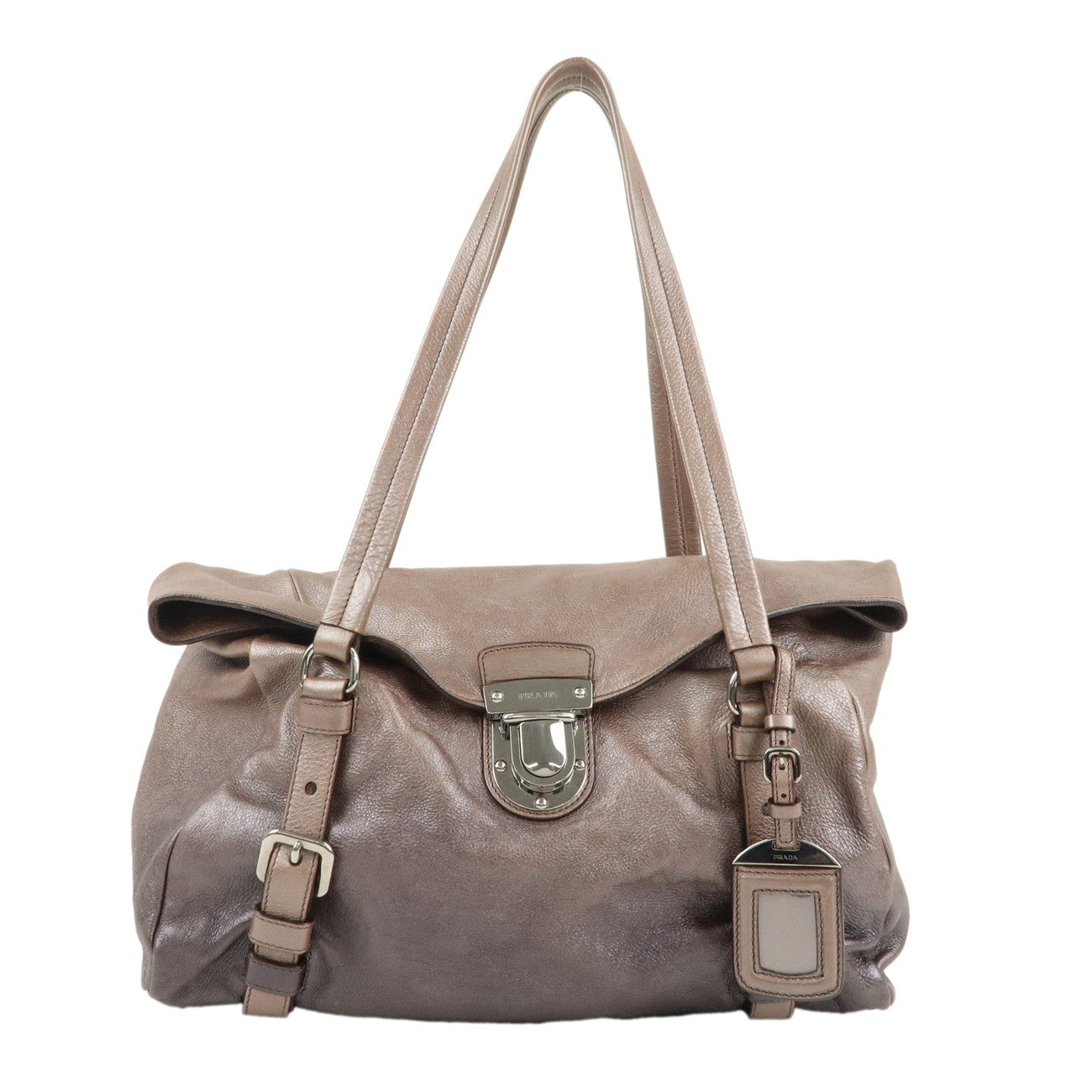 PRADA-Leather-Shouler-Bag-Metalic-Brown-Gradation