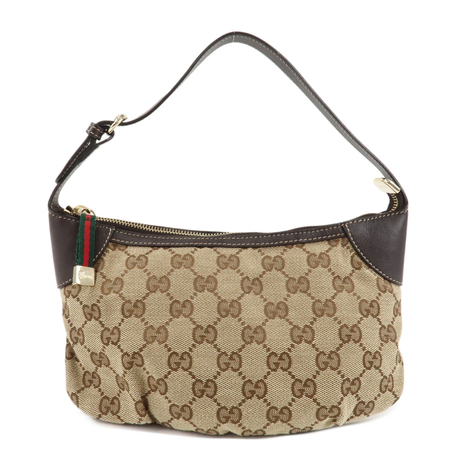 GUCCI-Sherry-GG-Canvas-Leather-Shoulder-Bag-Beige-Brown-224093